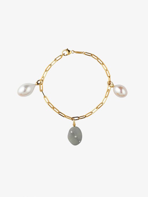Tranquility gold bracelet with pearls, diamonds and rubies photo