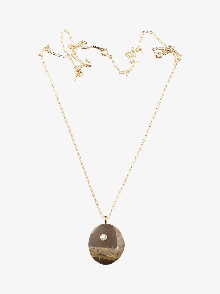 Mottle gold, stone and diamond necklace photo 1