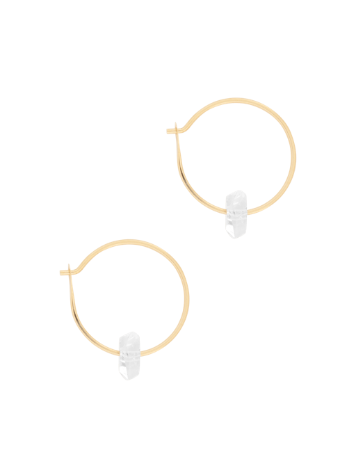 Medium hoops with floating herkimer diamond photo