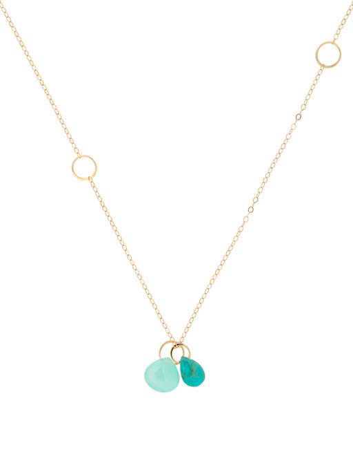Turquoise and green chalcedony drop necklace photo