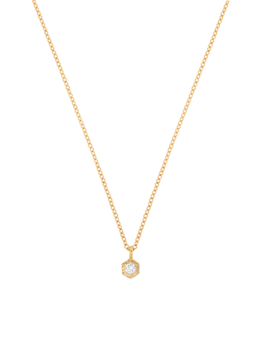 Baby white diamond hexagon necklace photo