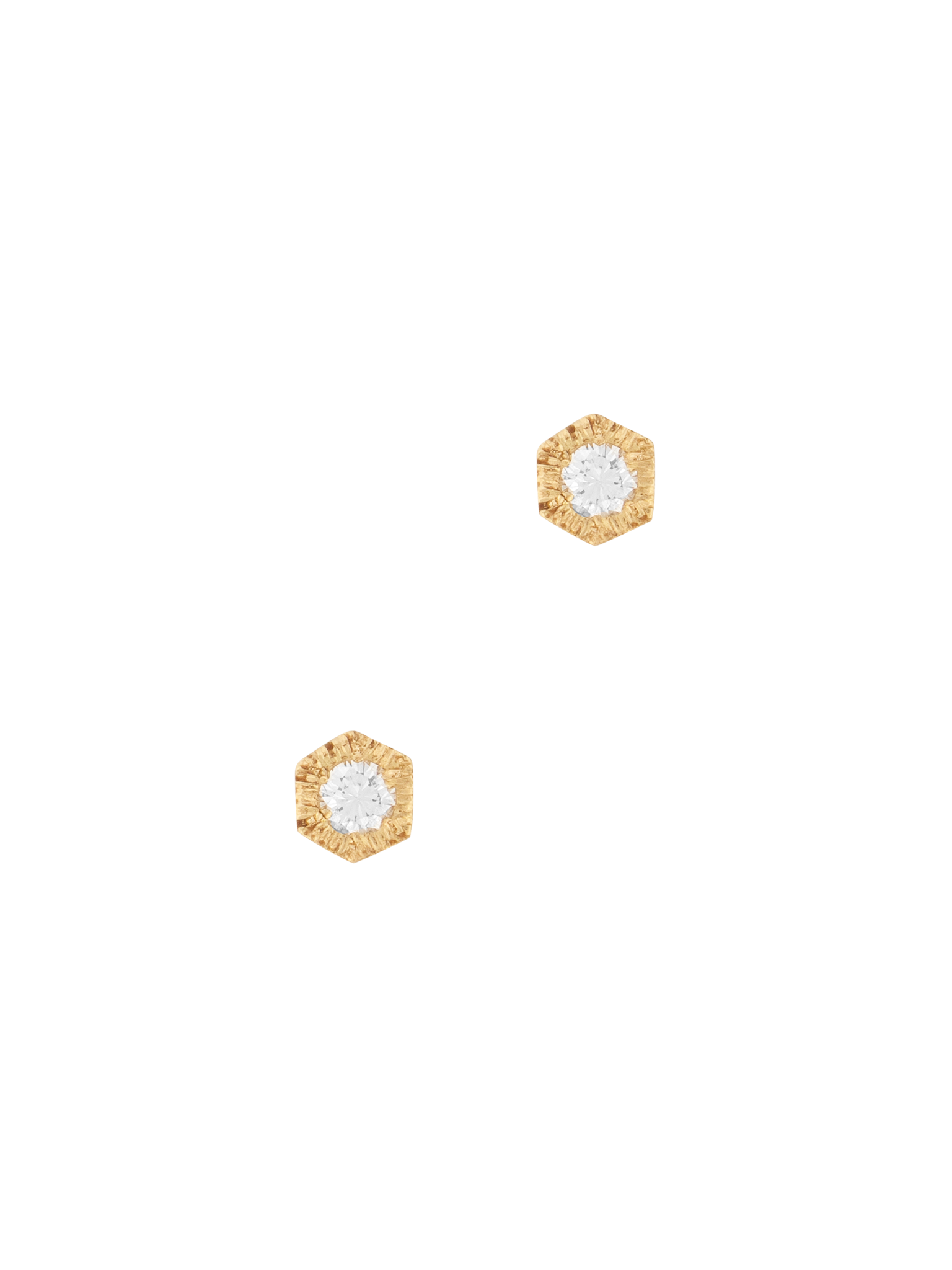 Baby white diamond hexagon studs photo 1