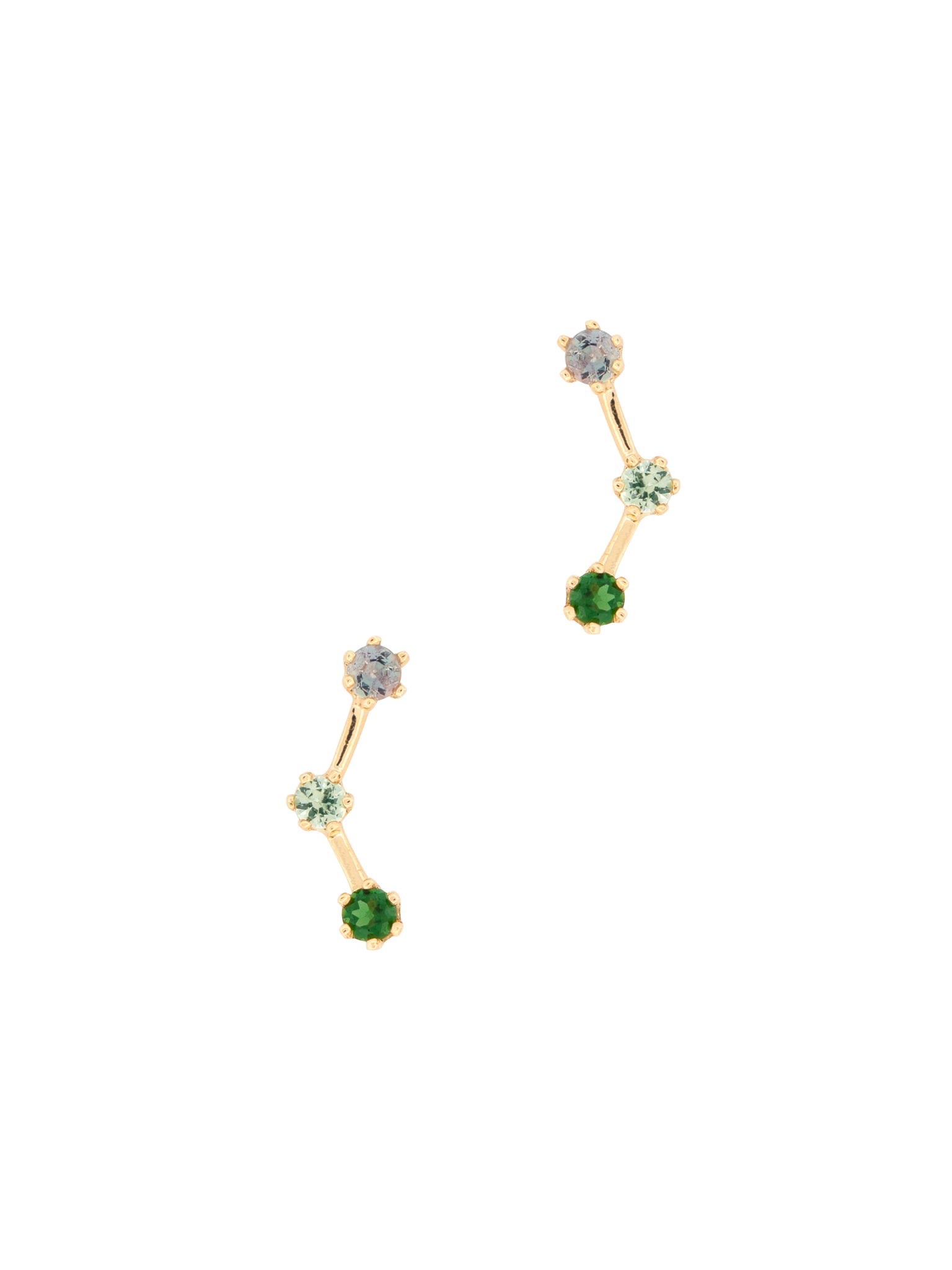 Green tone triple stone studs photo 1