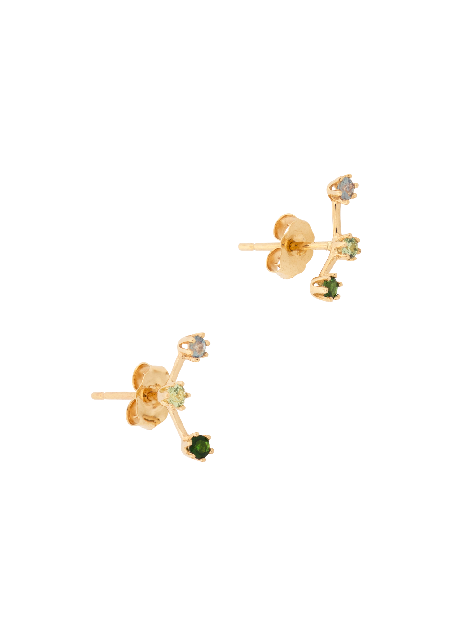 Green tone triple stone studs photo 3
