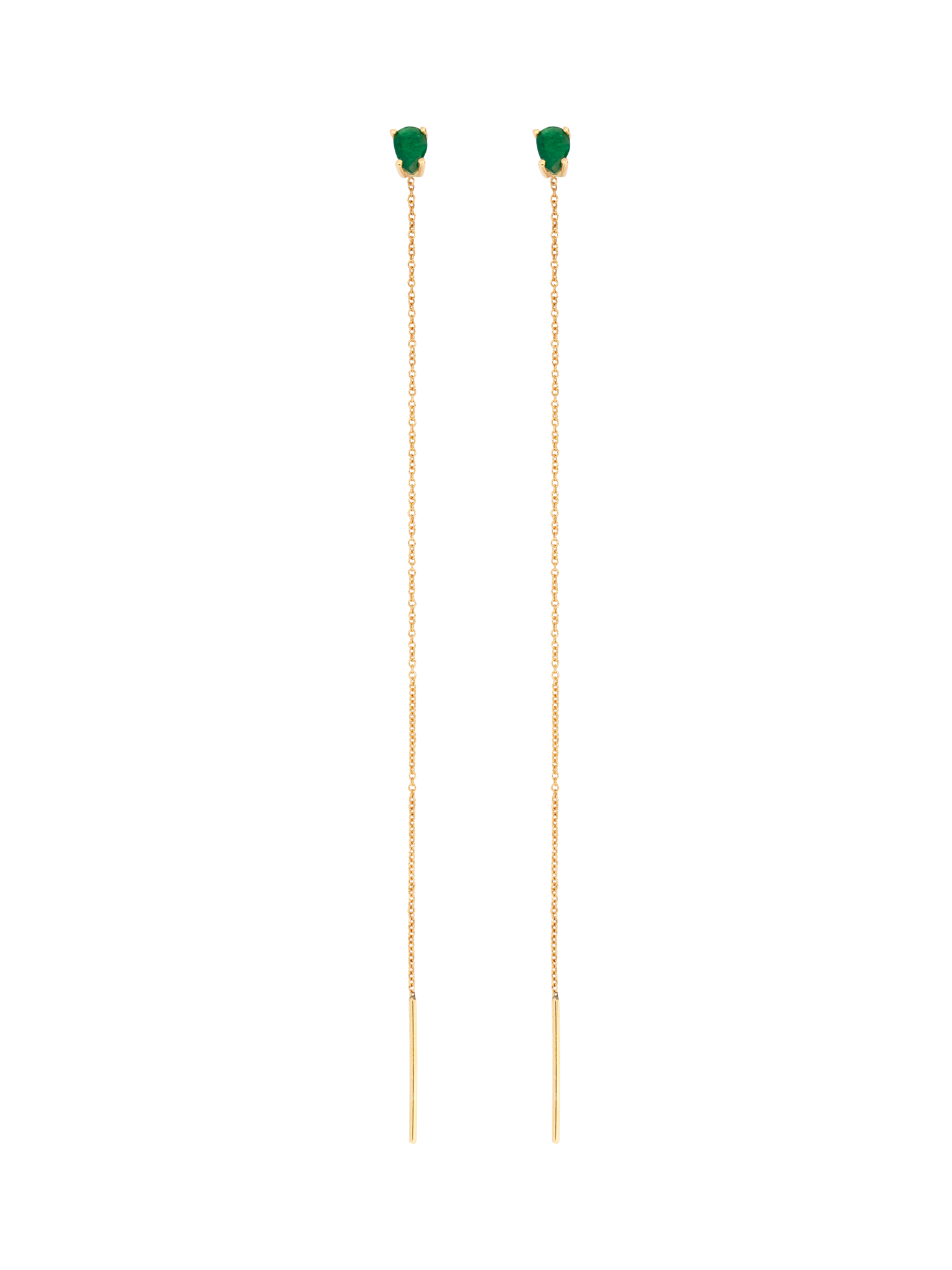 Emerald pear ear threaders photo 1