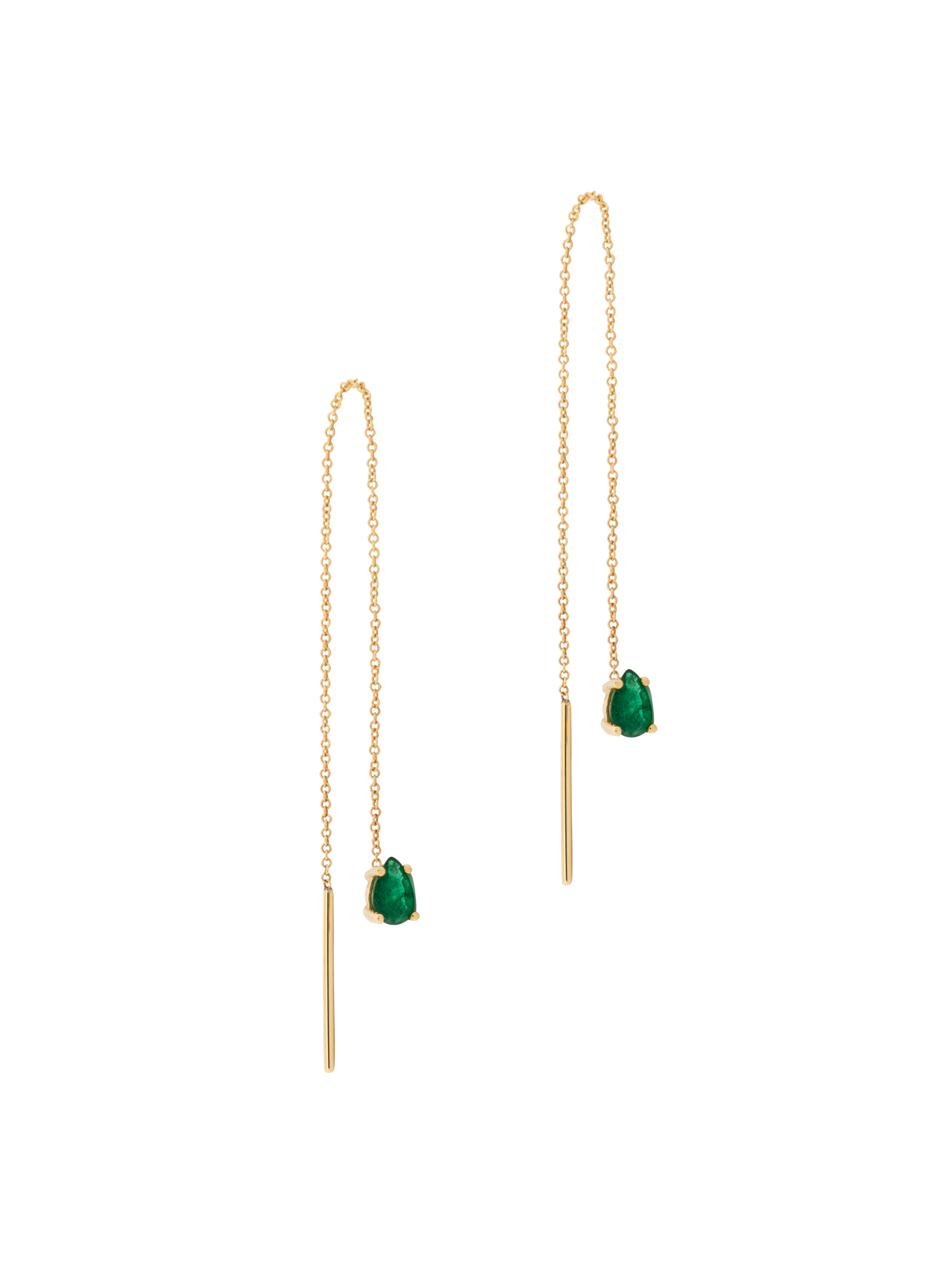 Emerald pear ear threaders photo 3