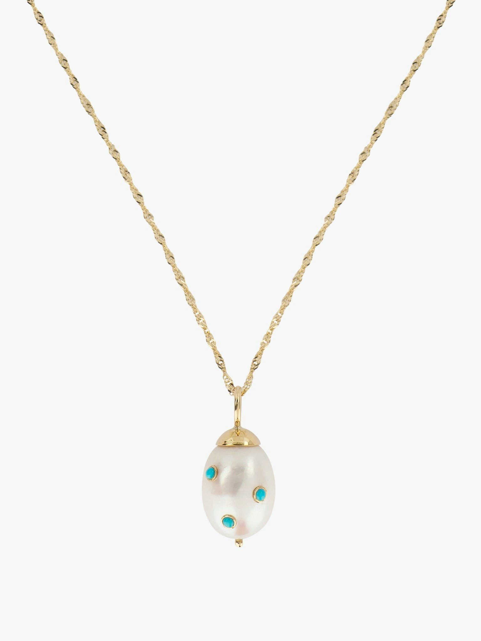Baroque pearl and turquoise drop necklace photo 1