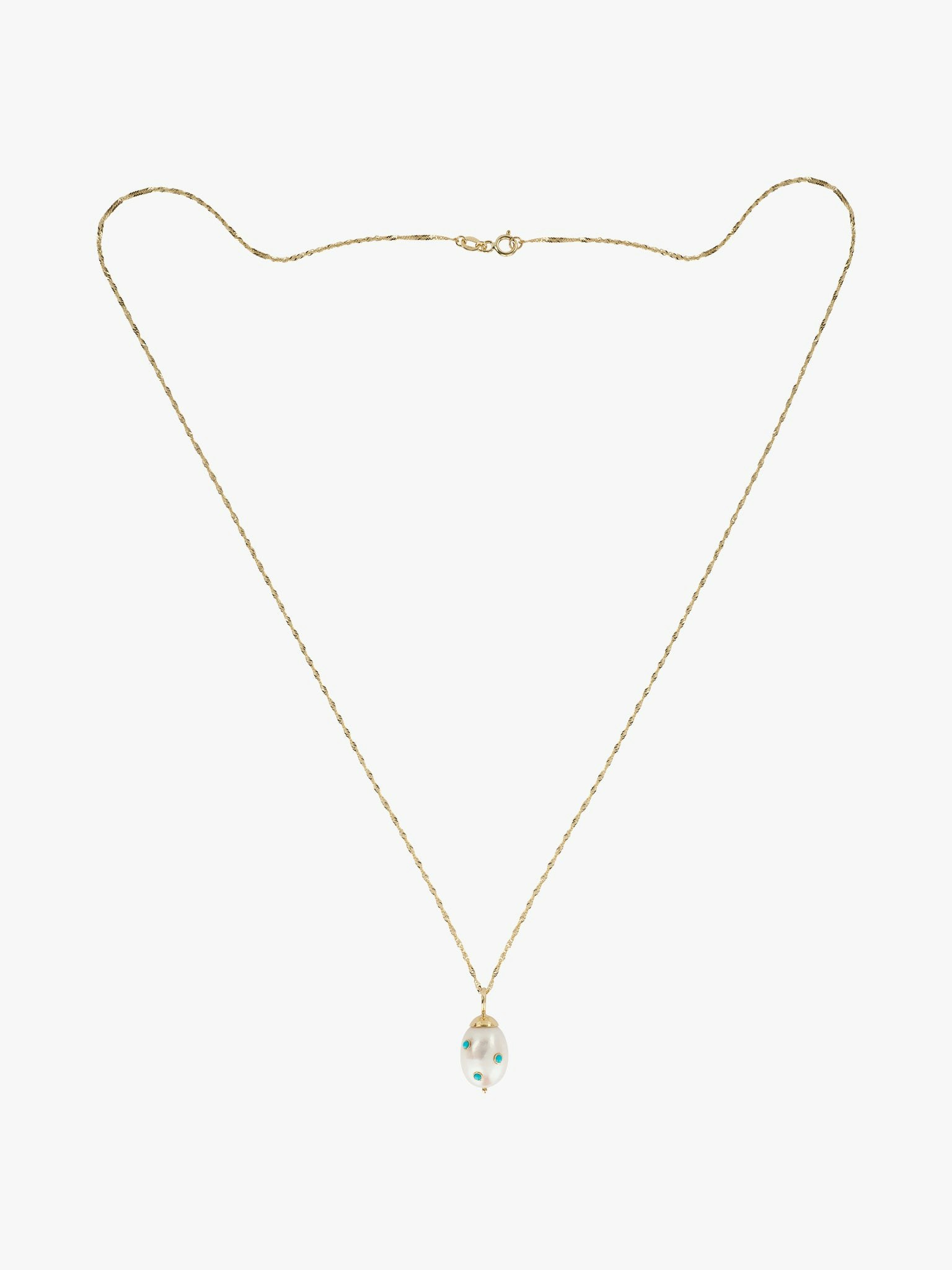 Baroque pearl and turquoise drop necklace photo 3