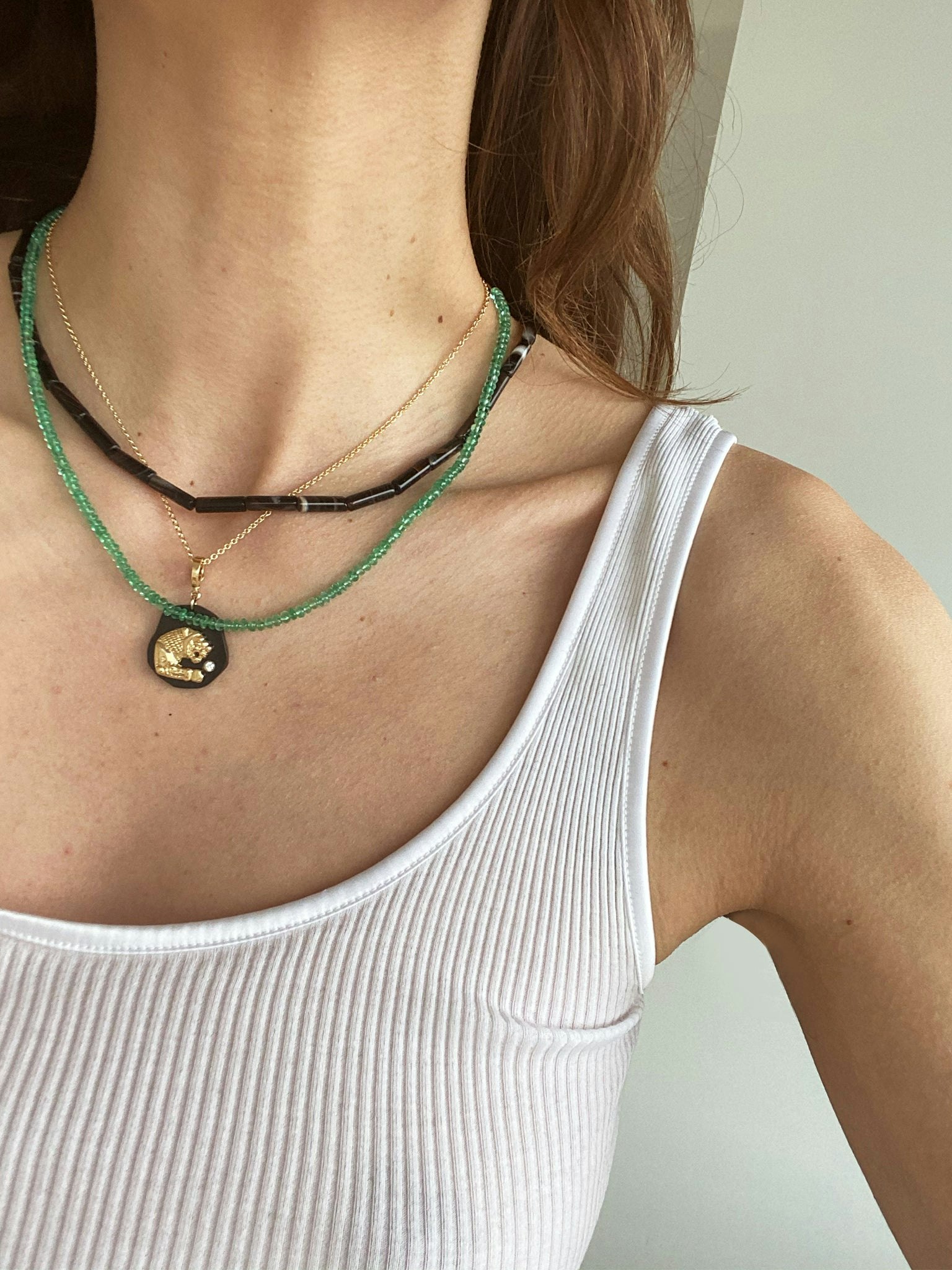Black agate bead necklace photo 6