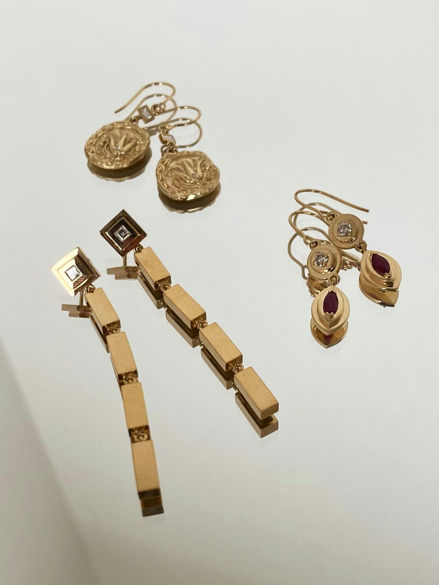 Staircase ruby marquis and diamond earrings photo 4