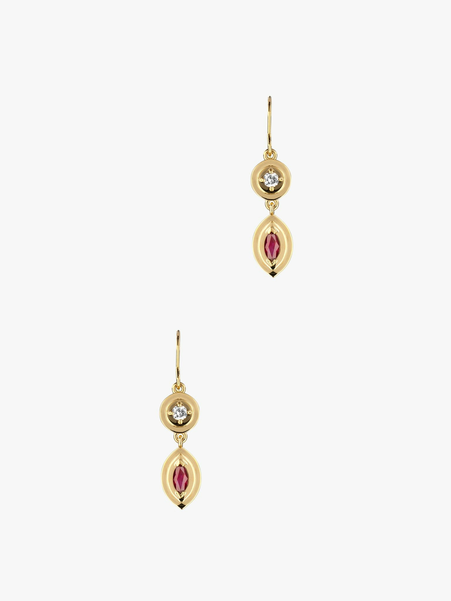 Staircase ruby marquis and diamond earrings photo 1