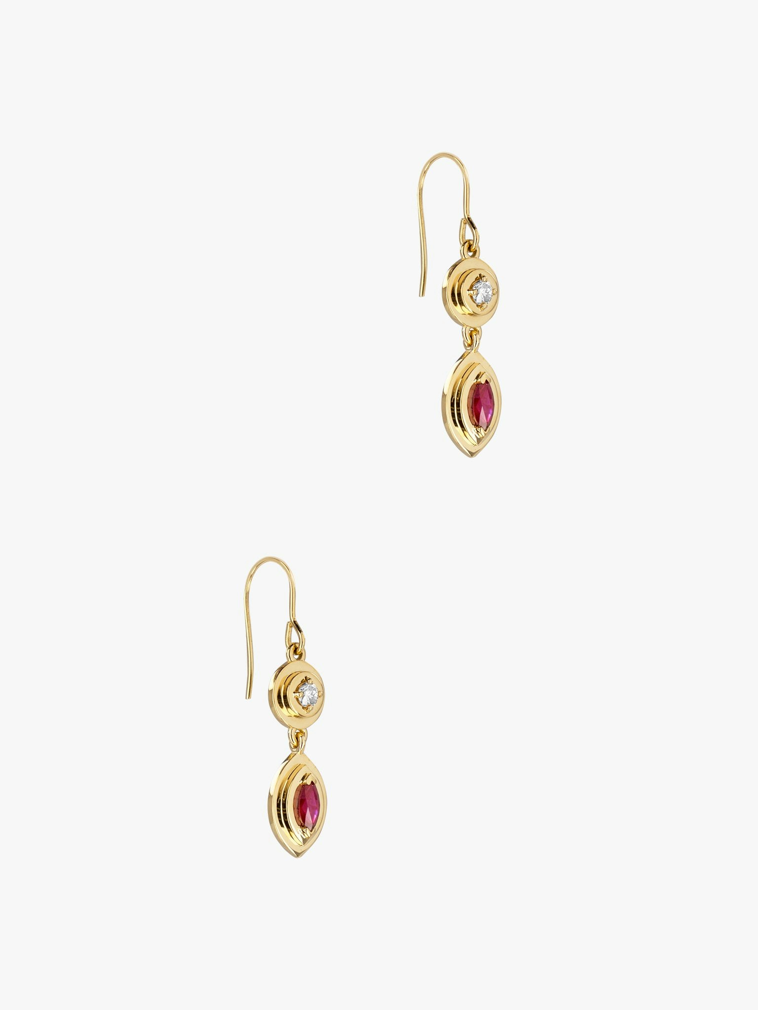 Staircase ruby marquis and diamond earrings photo 3