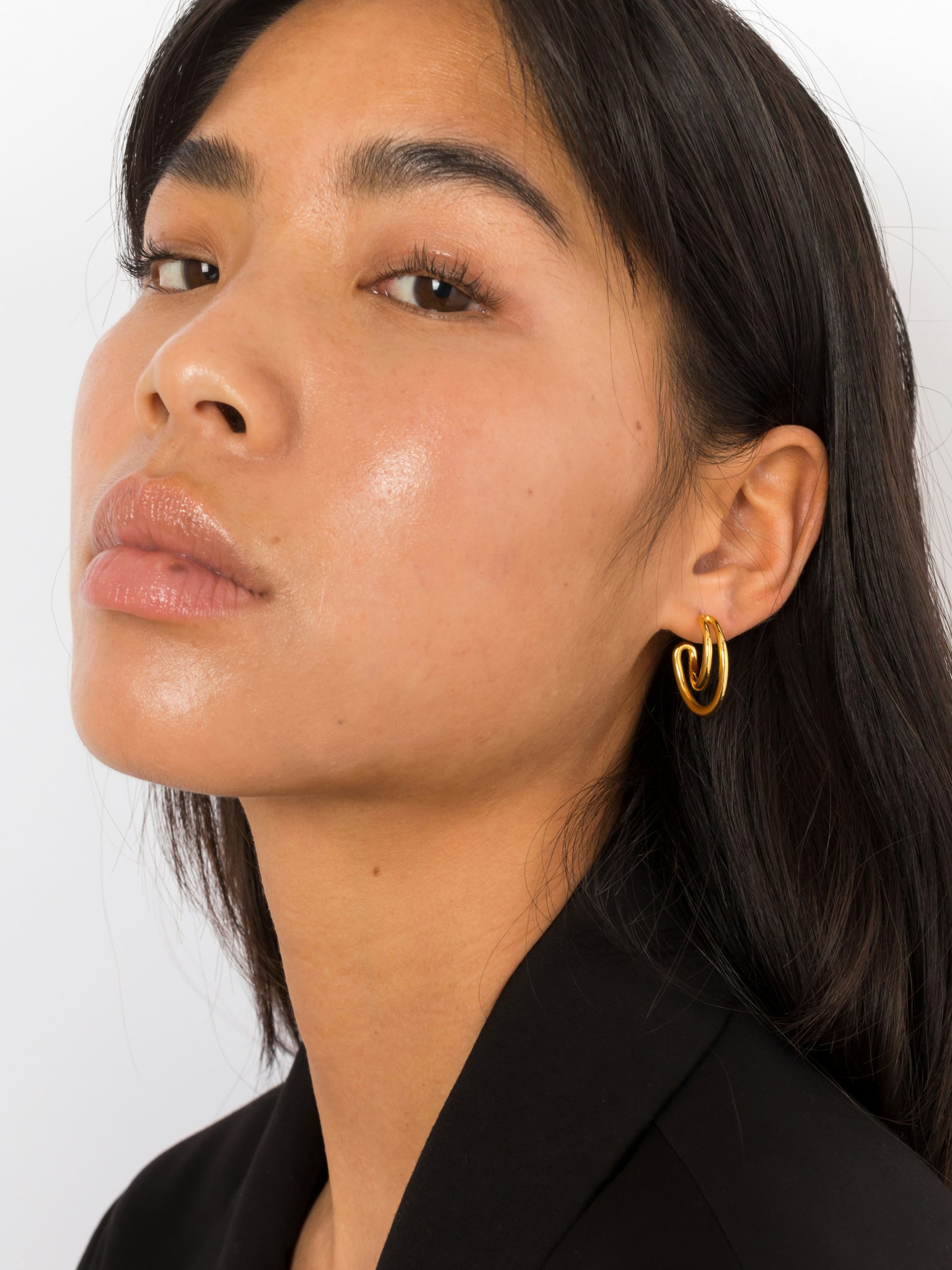 Initial mini hoop earrings photo 4