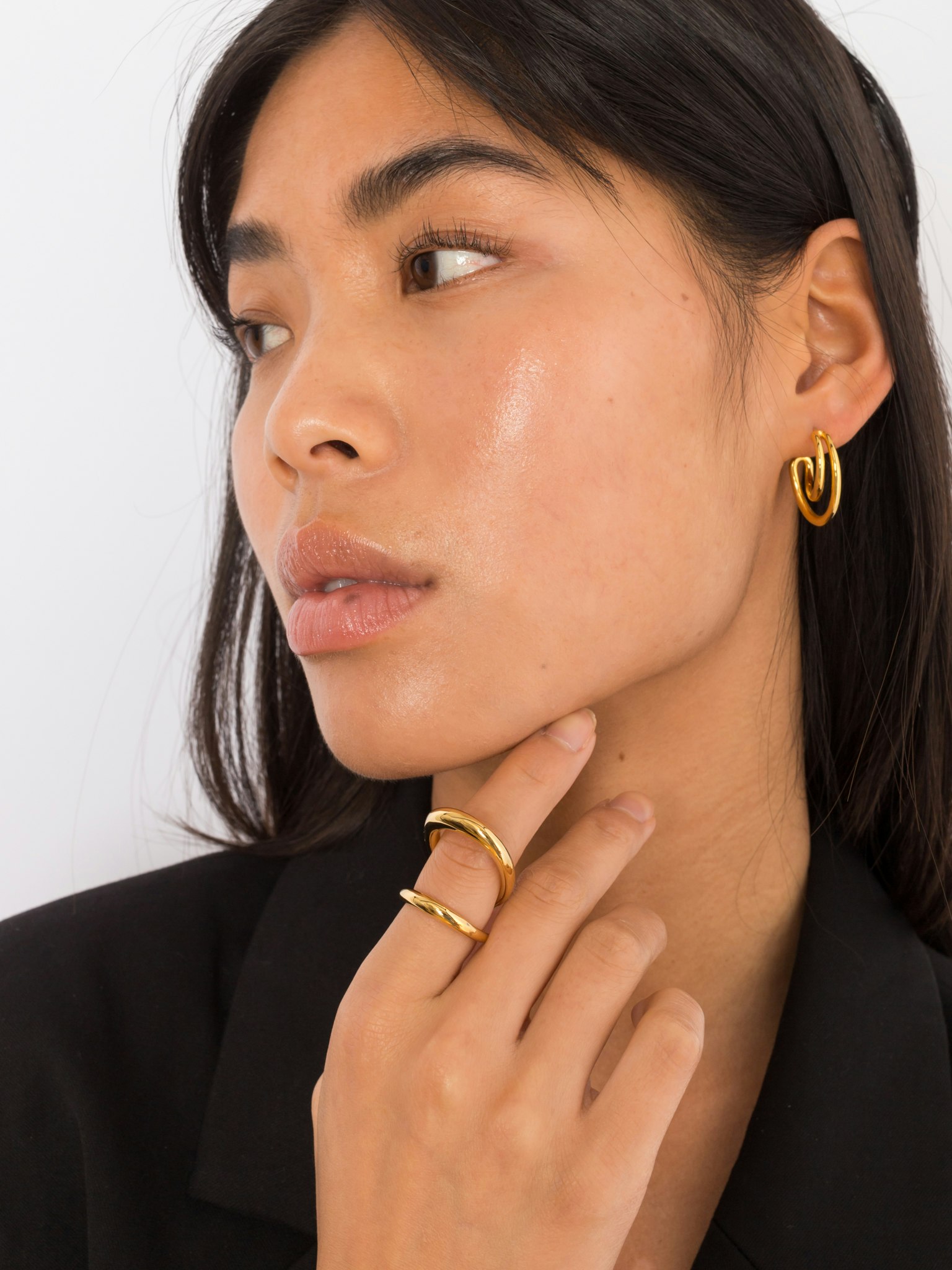 Initial mini hoop earrings photo 2