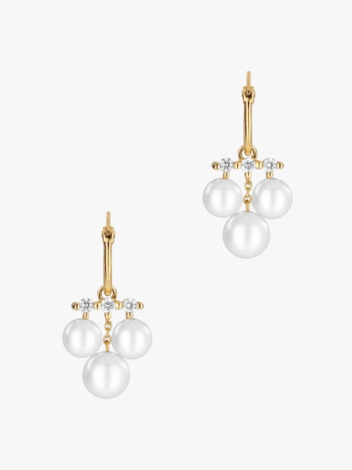 Shuga triple pearl and diamond drop earrings photo