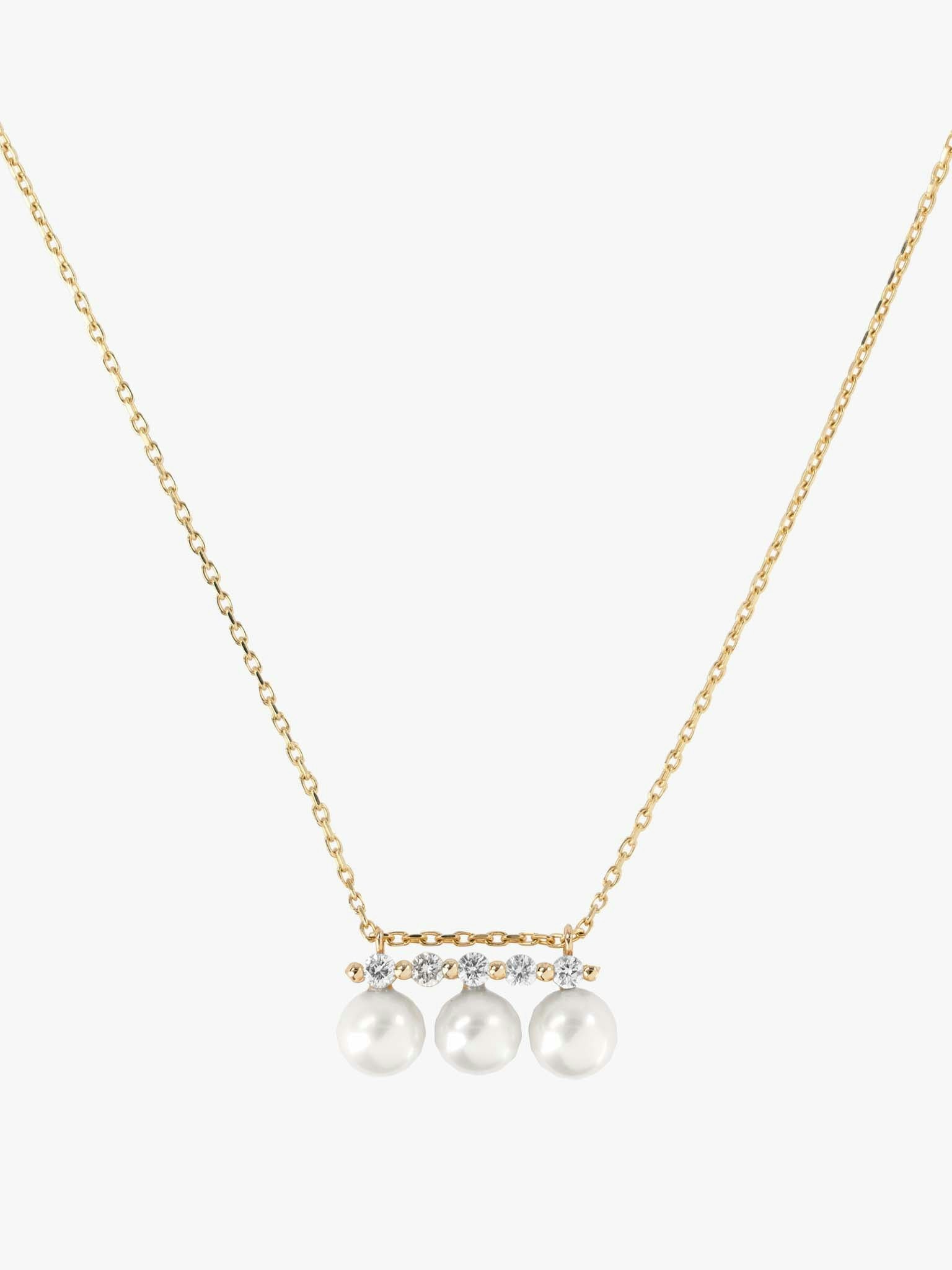 Shuga triple pearl and five diamond pendant photo 1