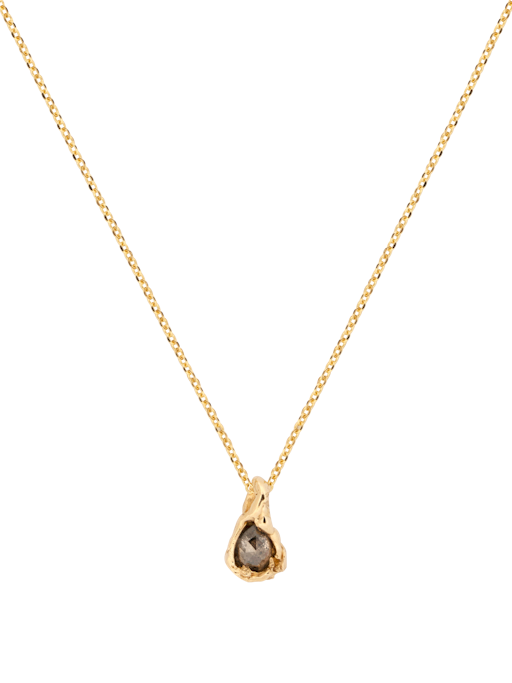 Gold & salt pepper oval diamond nugget pendant necklace X photo