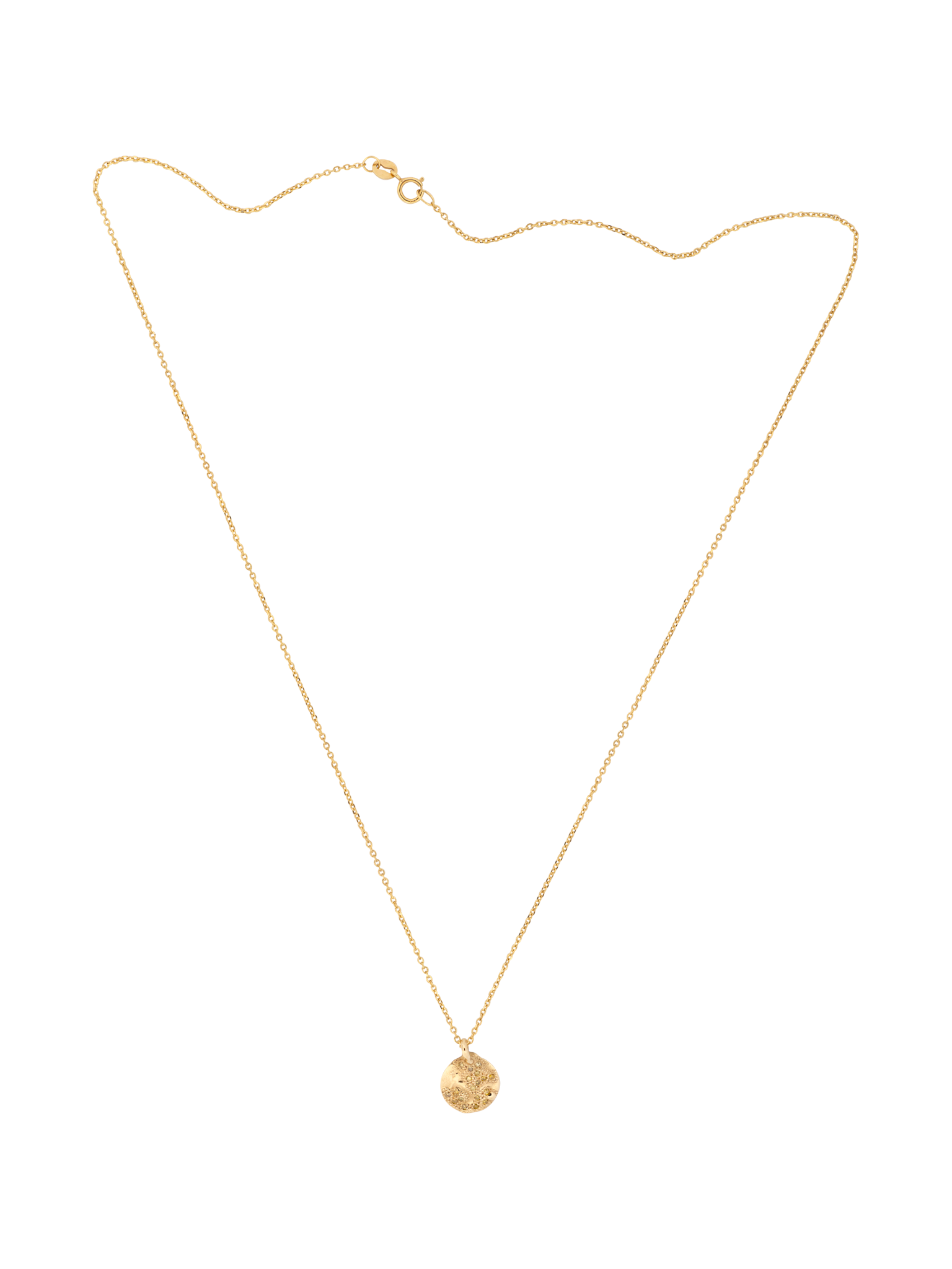 Gold medium mixed diamond texture circle pendant necklace LII photo 3