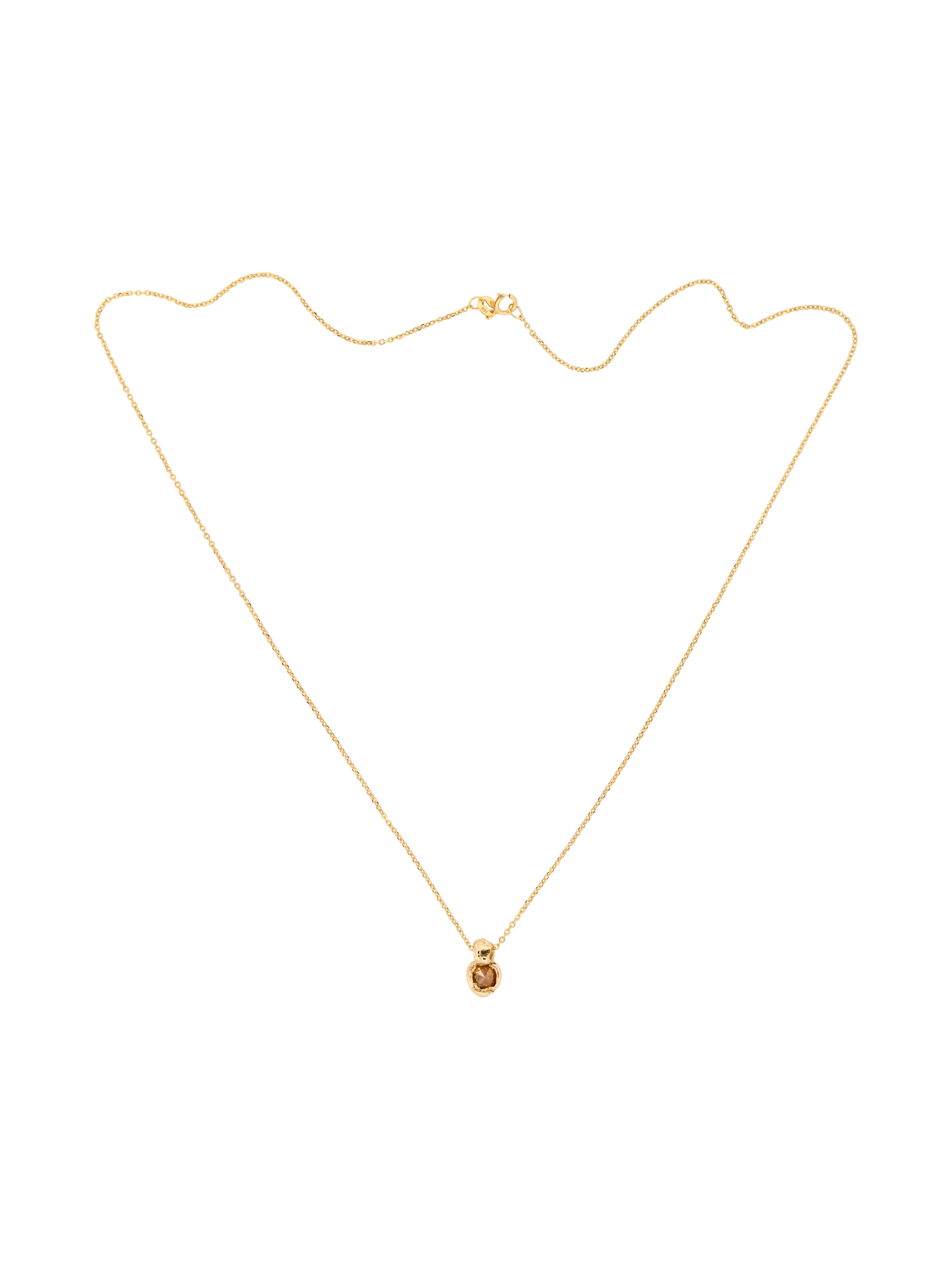 Gold & amber orange diamond nugget pendant necklace X photo 3