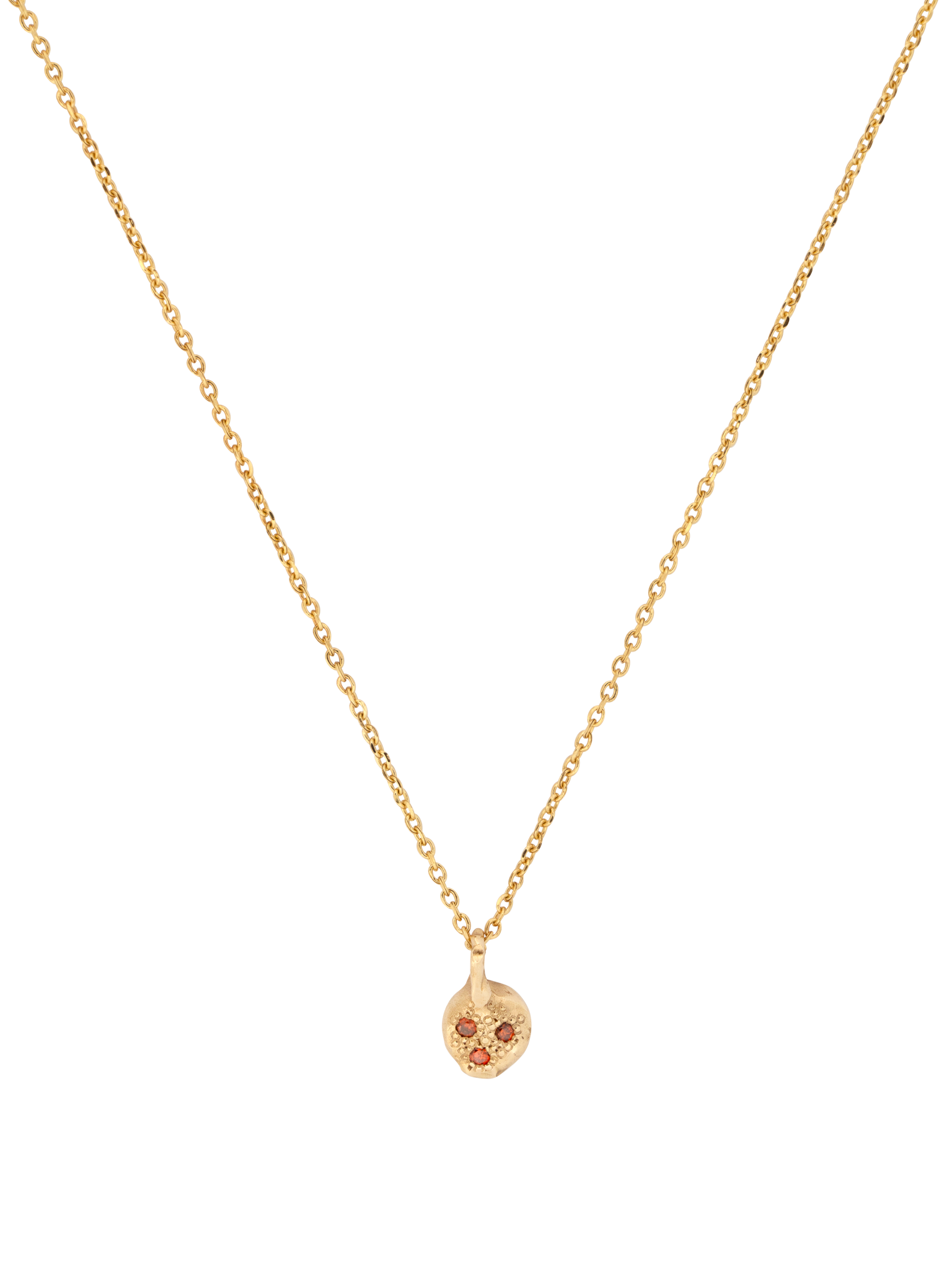 Gold mini diamond texture circle pendant necklace LII photo 1