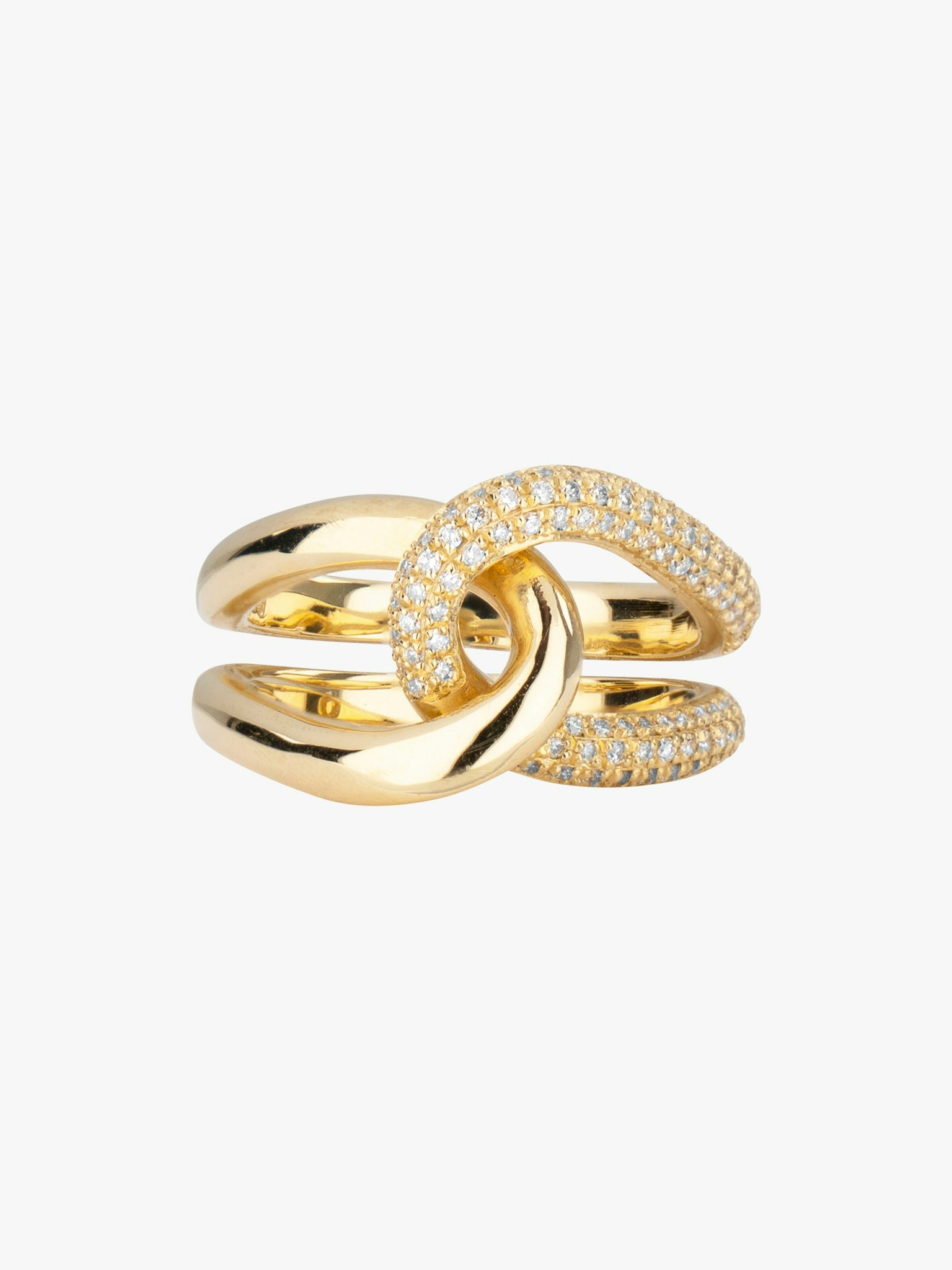 Pavé diamond link ring photo 1