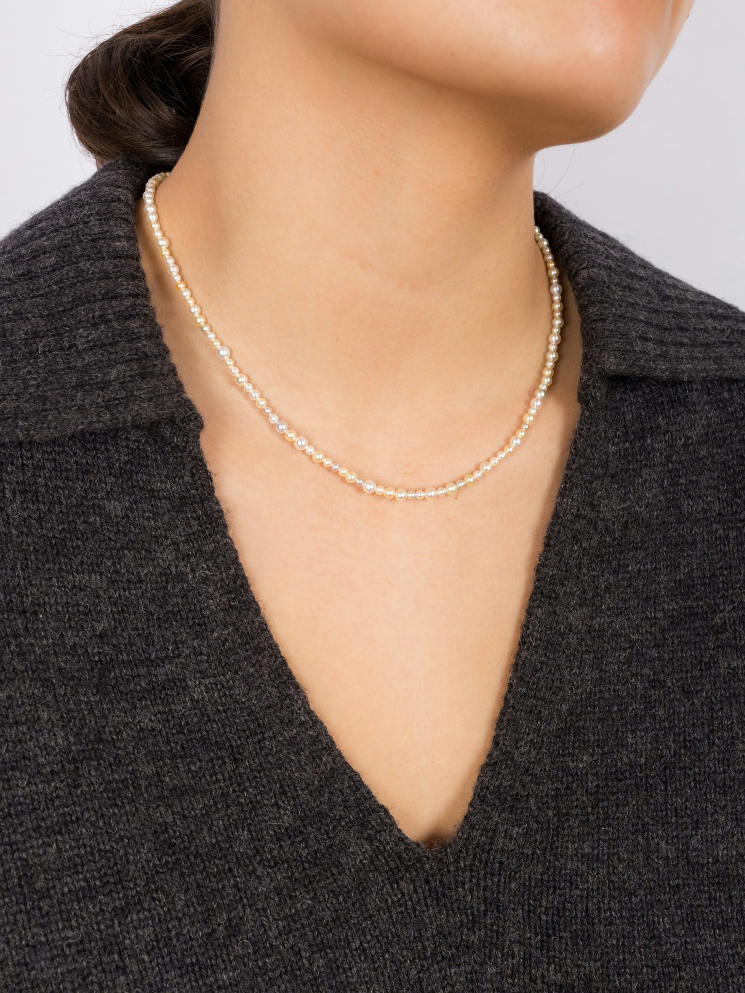 Akoya pearl necklace with diamond clasp photo 2