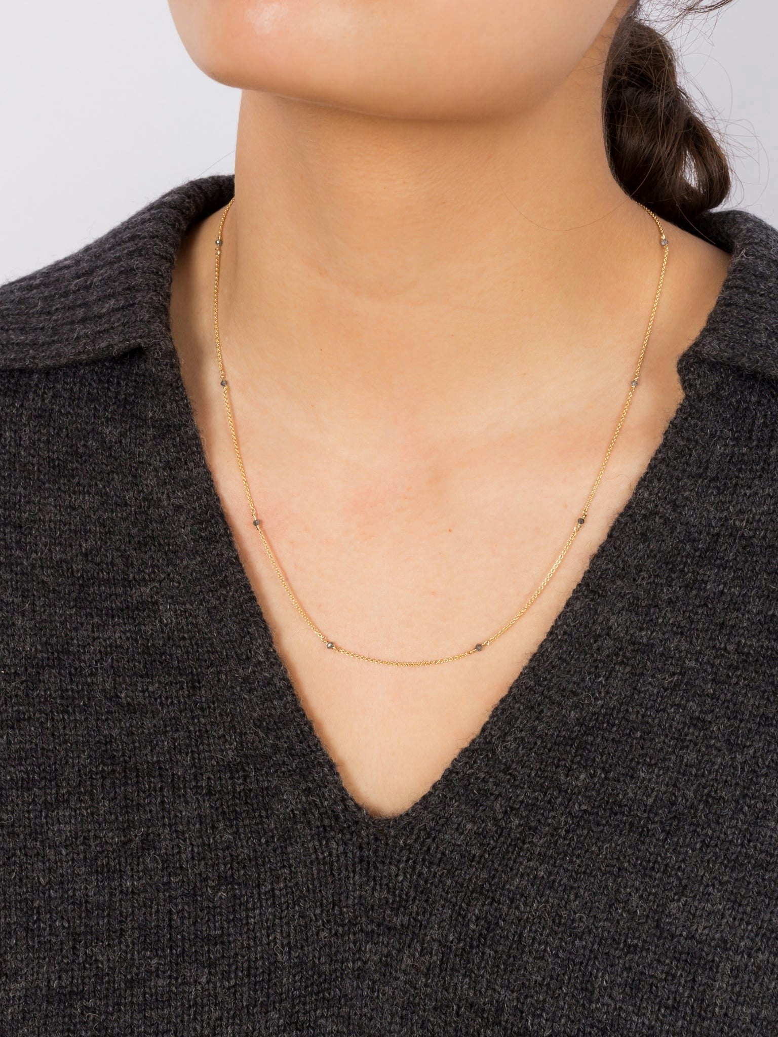 Chain necklace with diamond beads photo 6