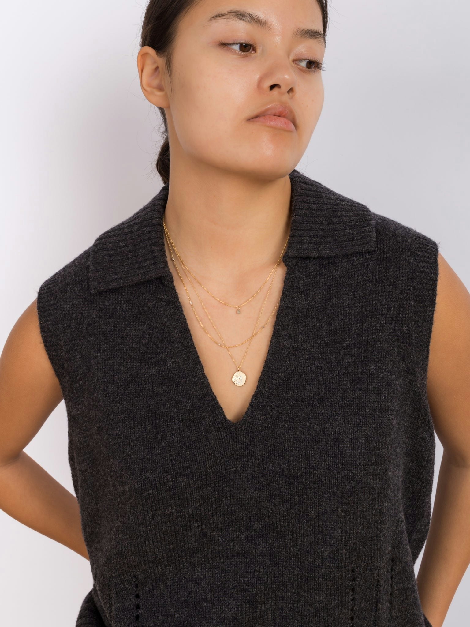 Diamond pavé letter tag necklace photo 5
