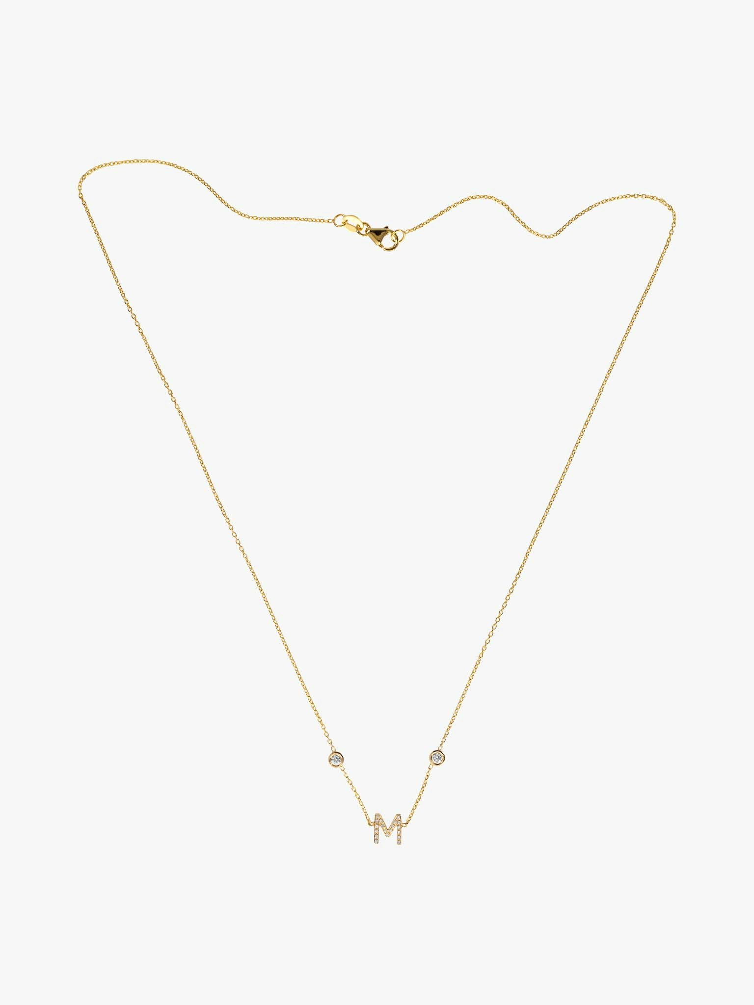 Mini pavé letter necklace with bezel diamonds photo 3