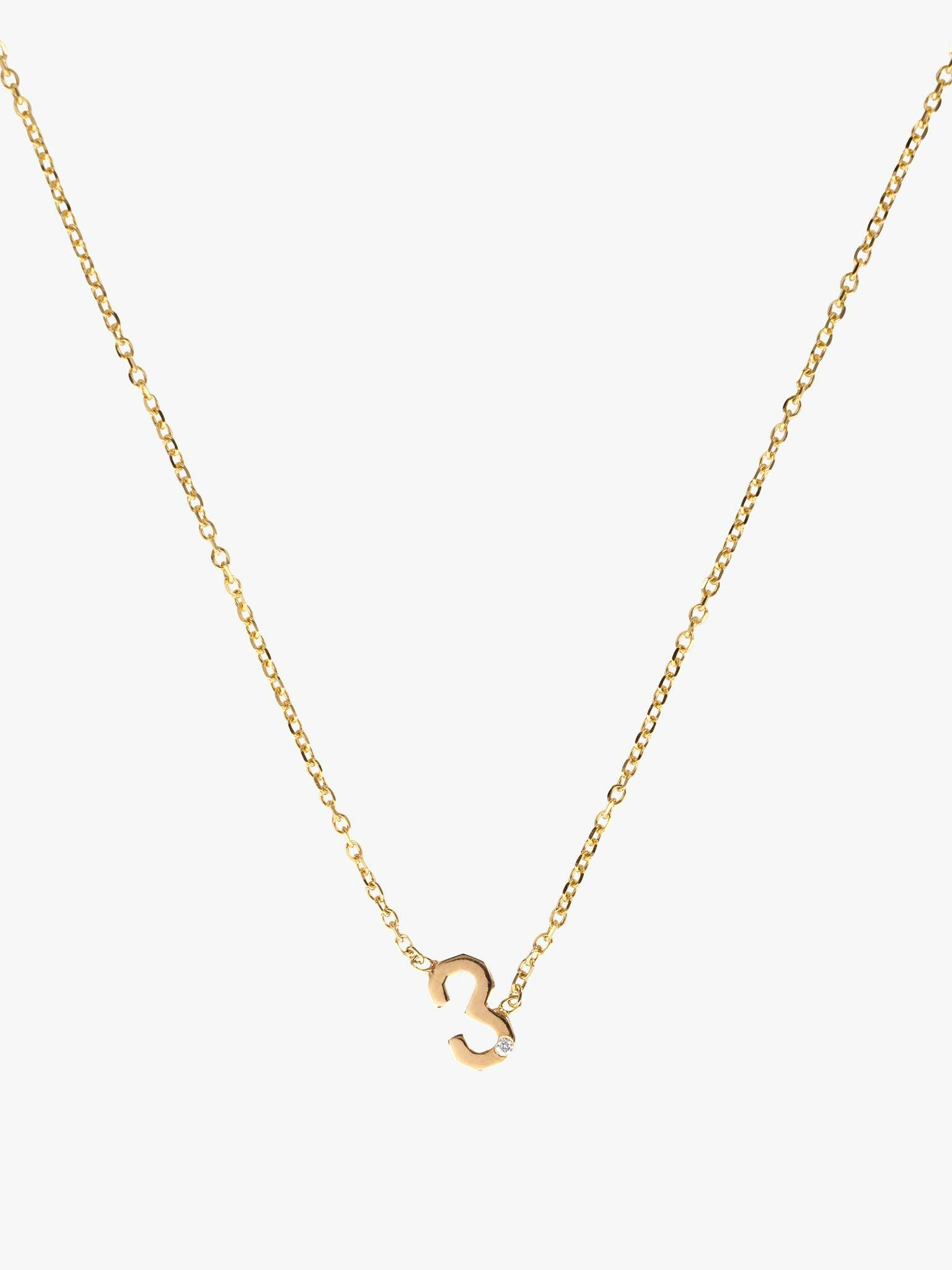 Mini number necklace with diamond photo 1