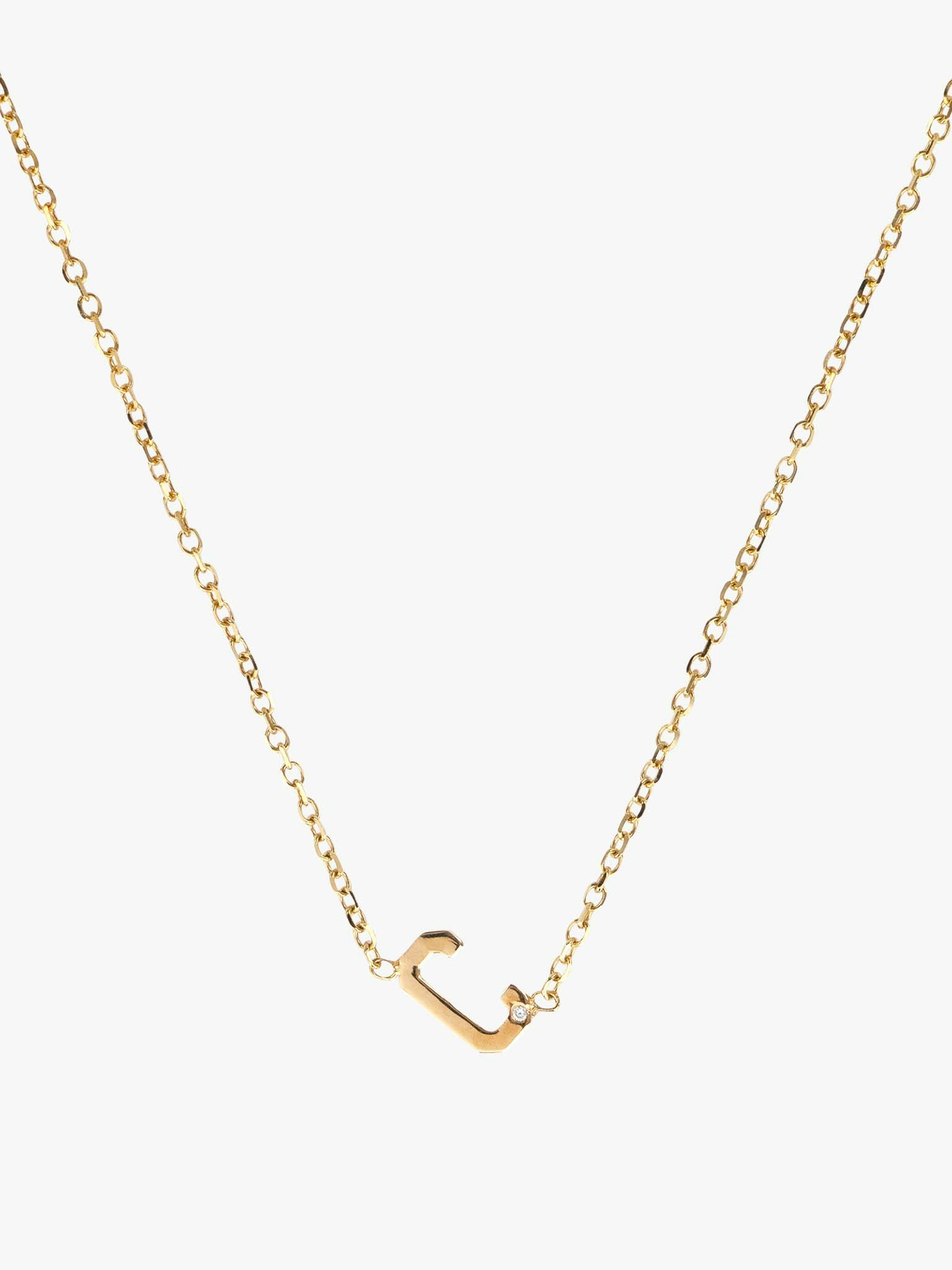 Mini letter necklace with diamond photo 1