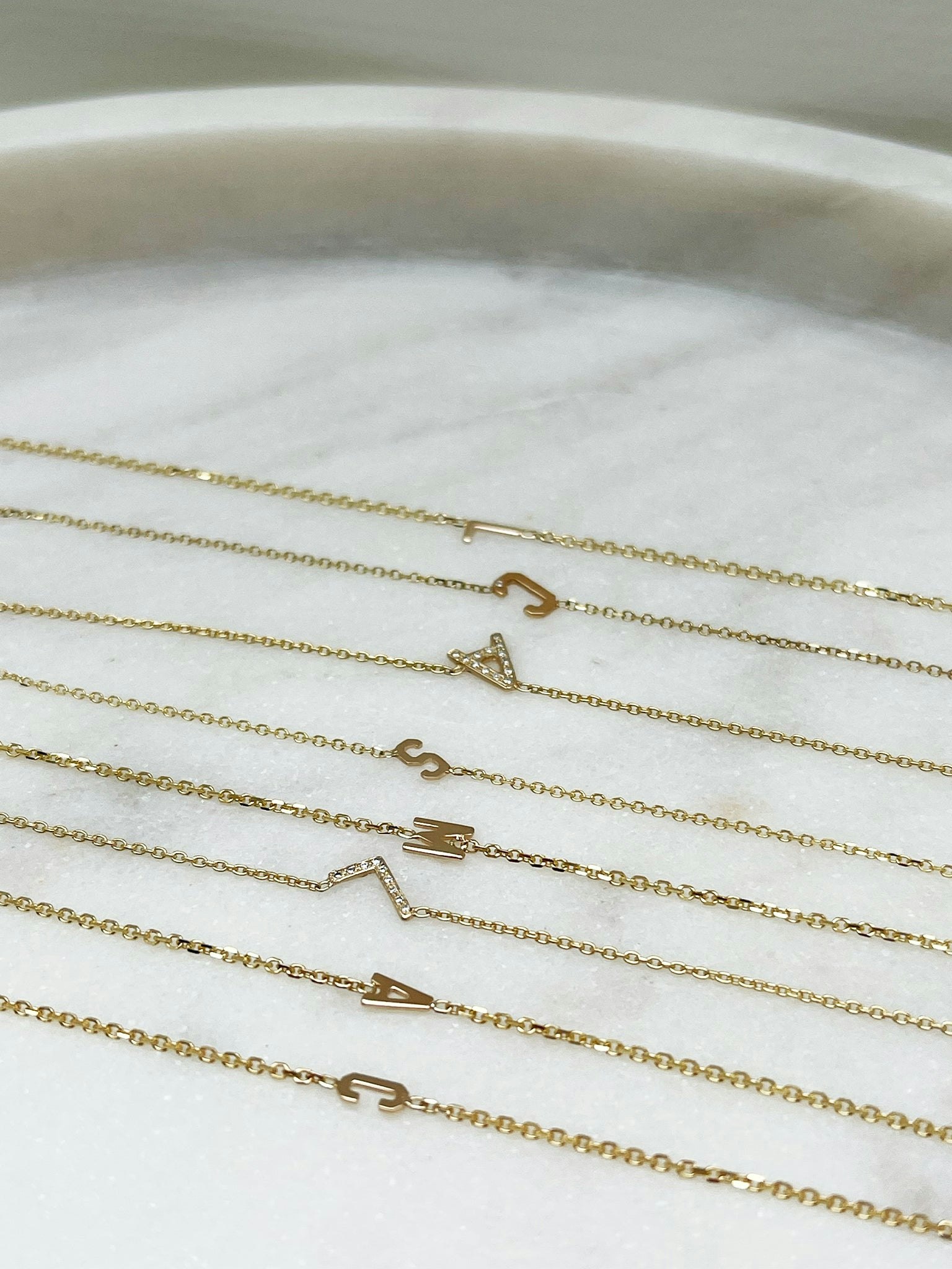 Mini letter necklace with diamond photo 4