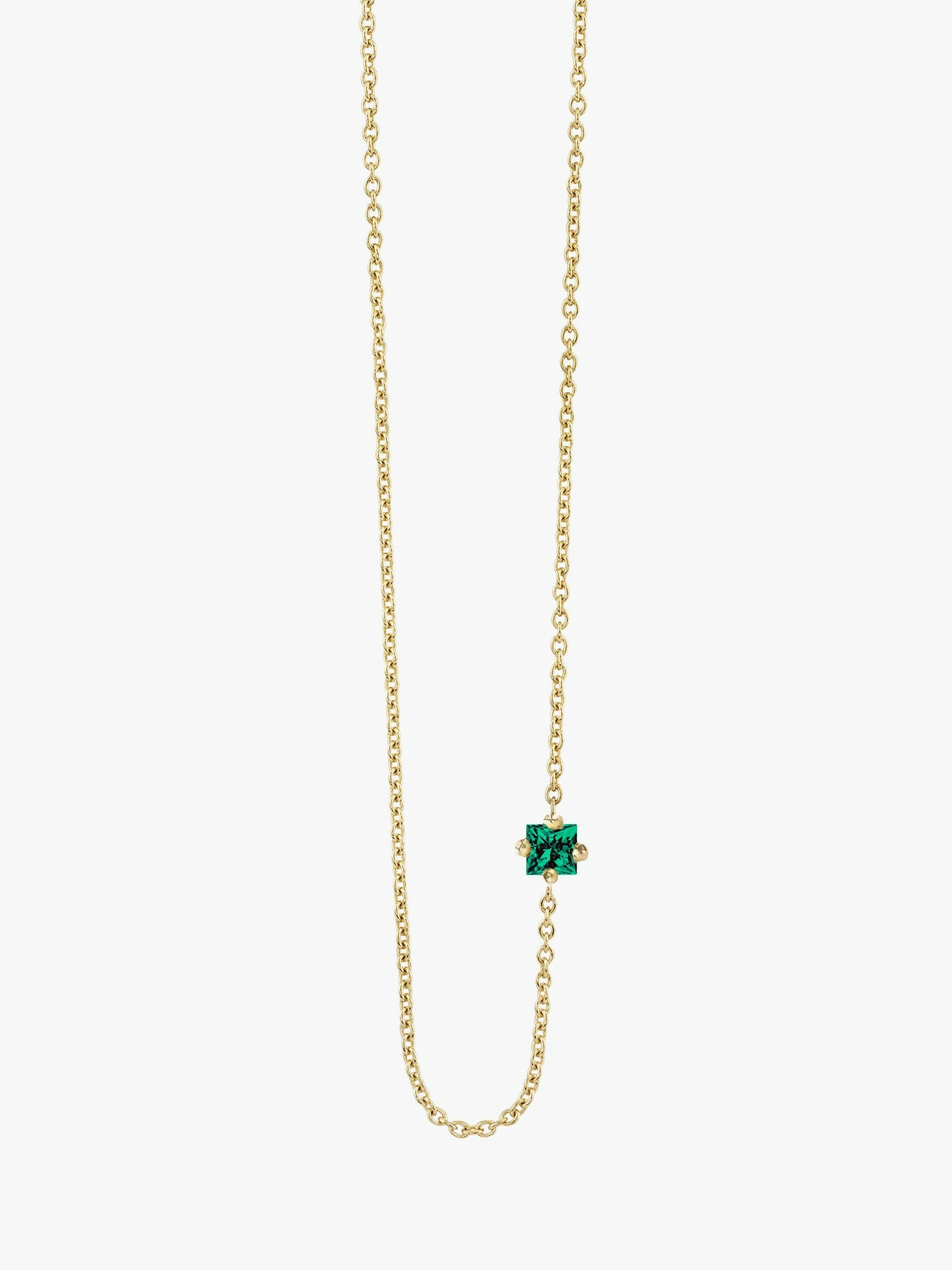 Princess cut emerald floating necklace photo 4