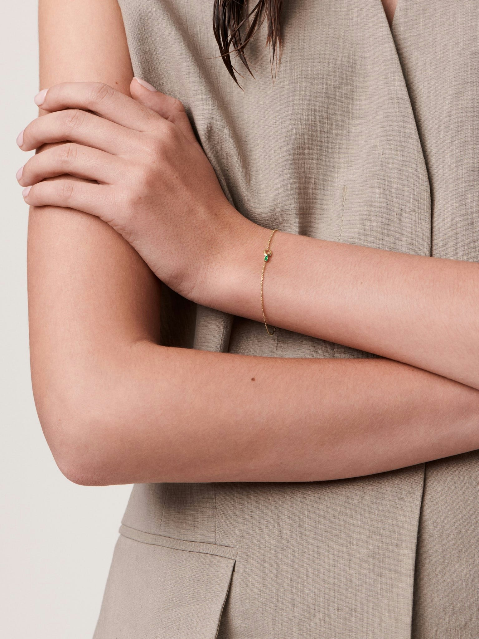 XS link baguette emerald bracelet photo 4
