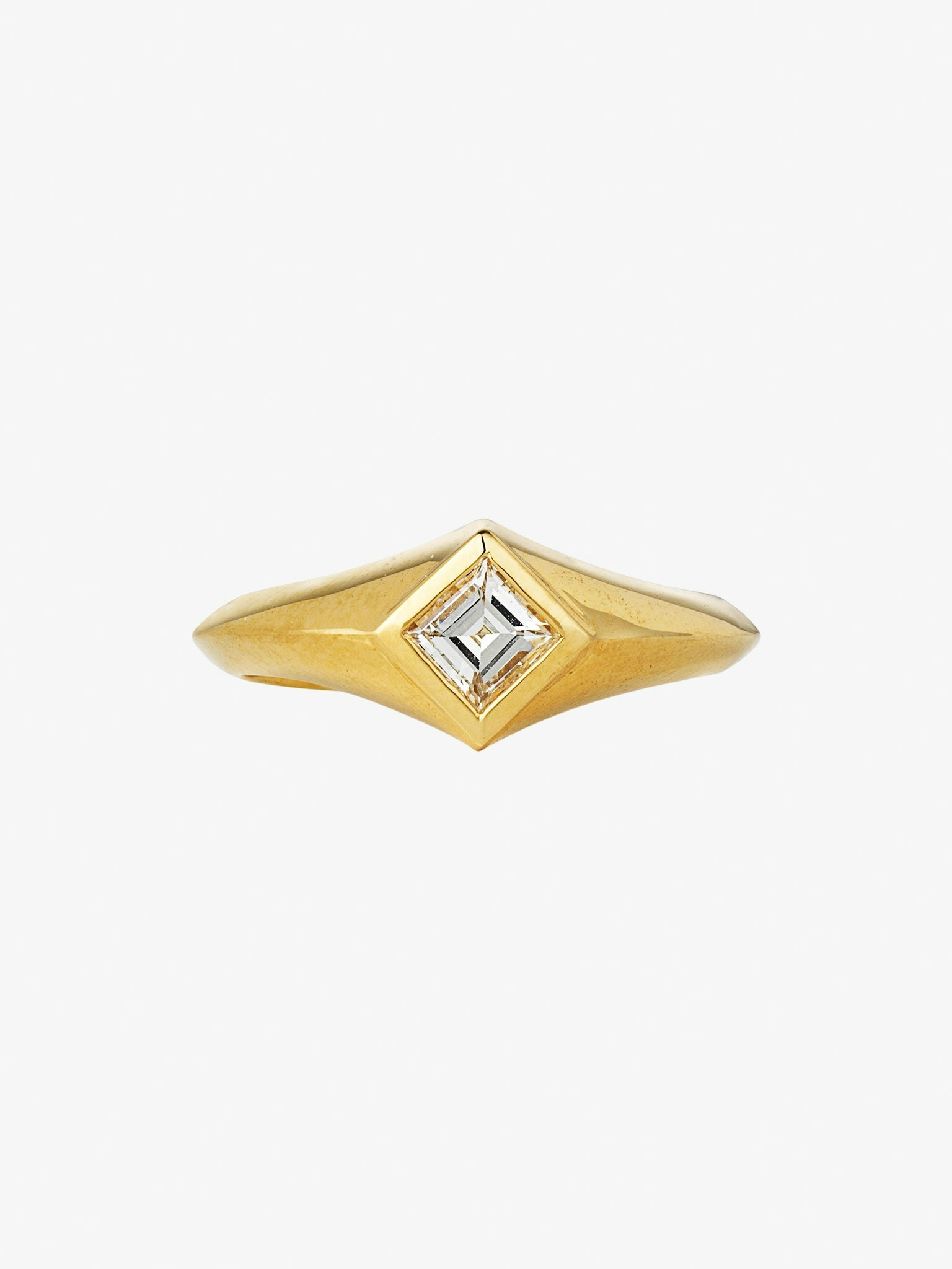 Carre diamond knife edge signet ring photo 1