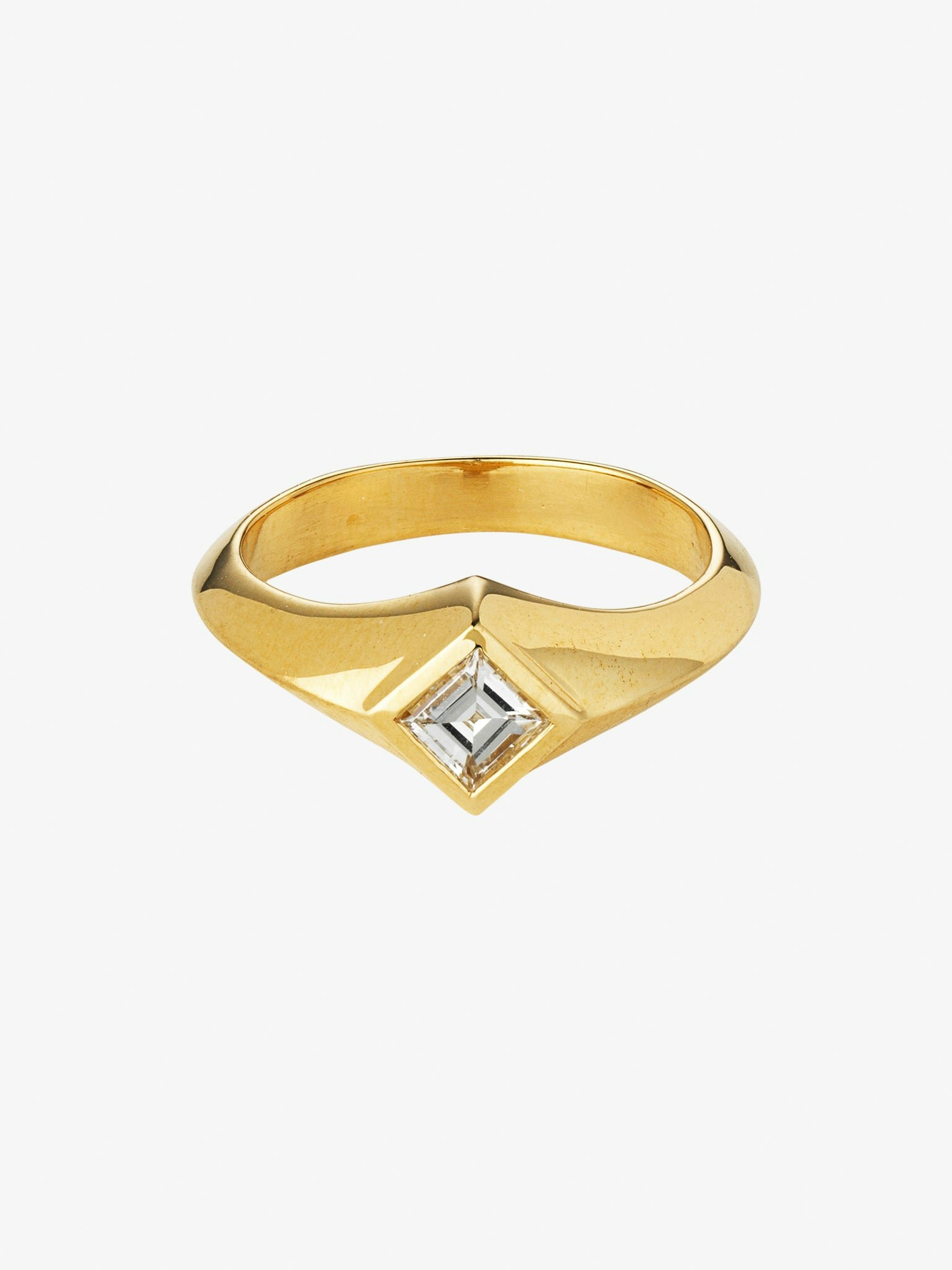 Carre diamond knife edge signet ring photo 3