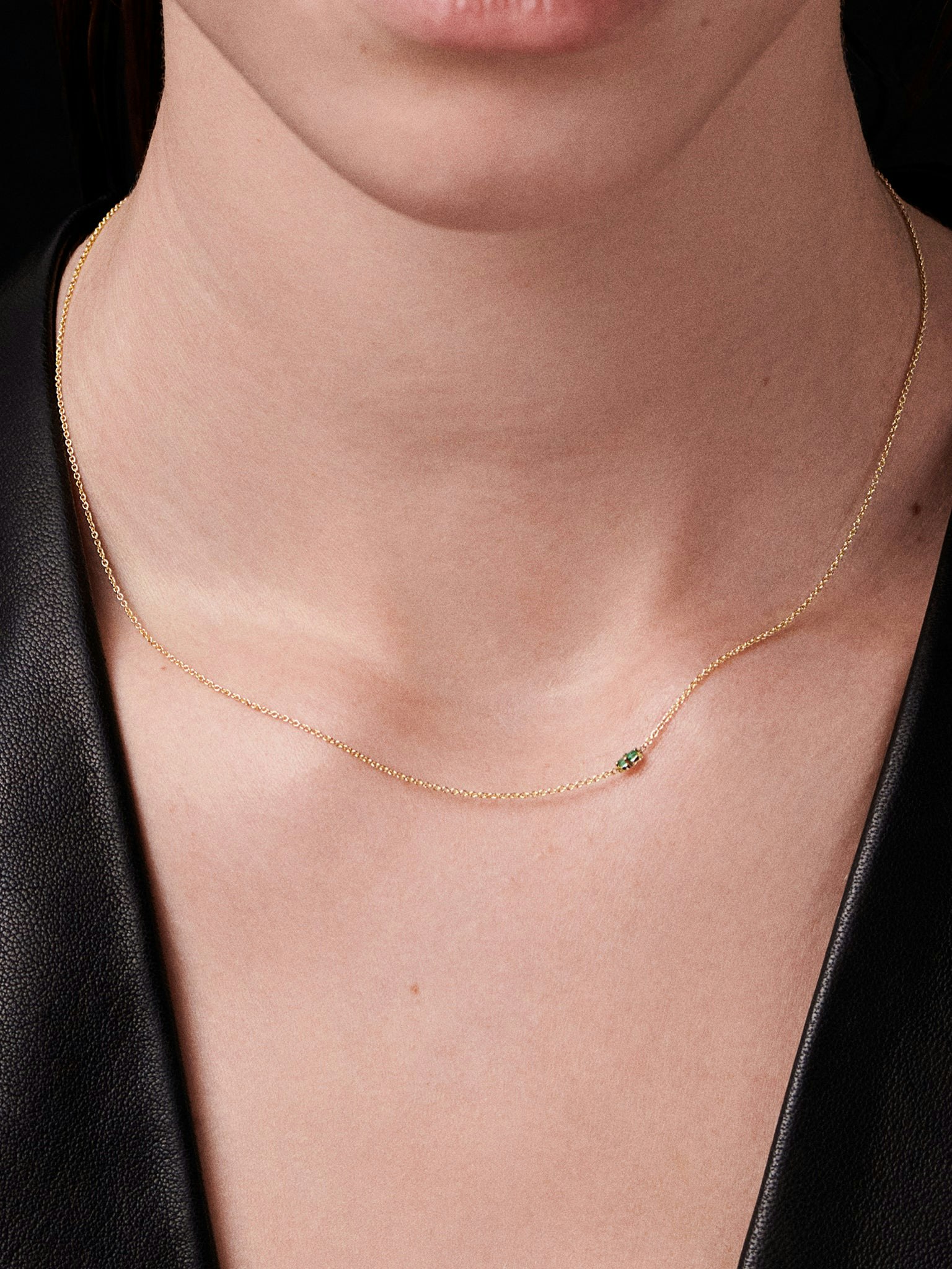 Floating baguette emerald necklace photo 2