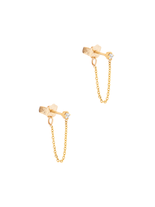 Floating round diamond chain earrings photo