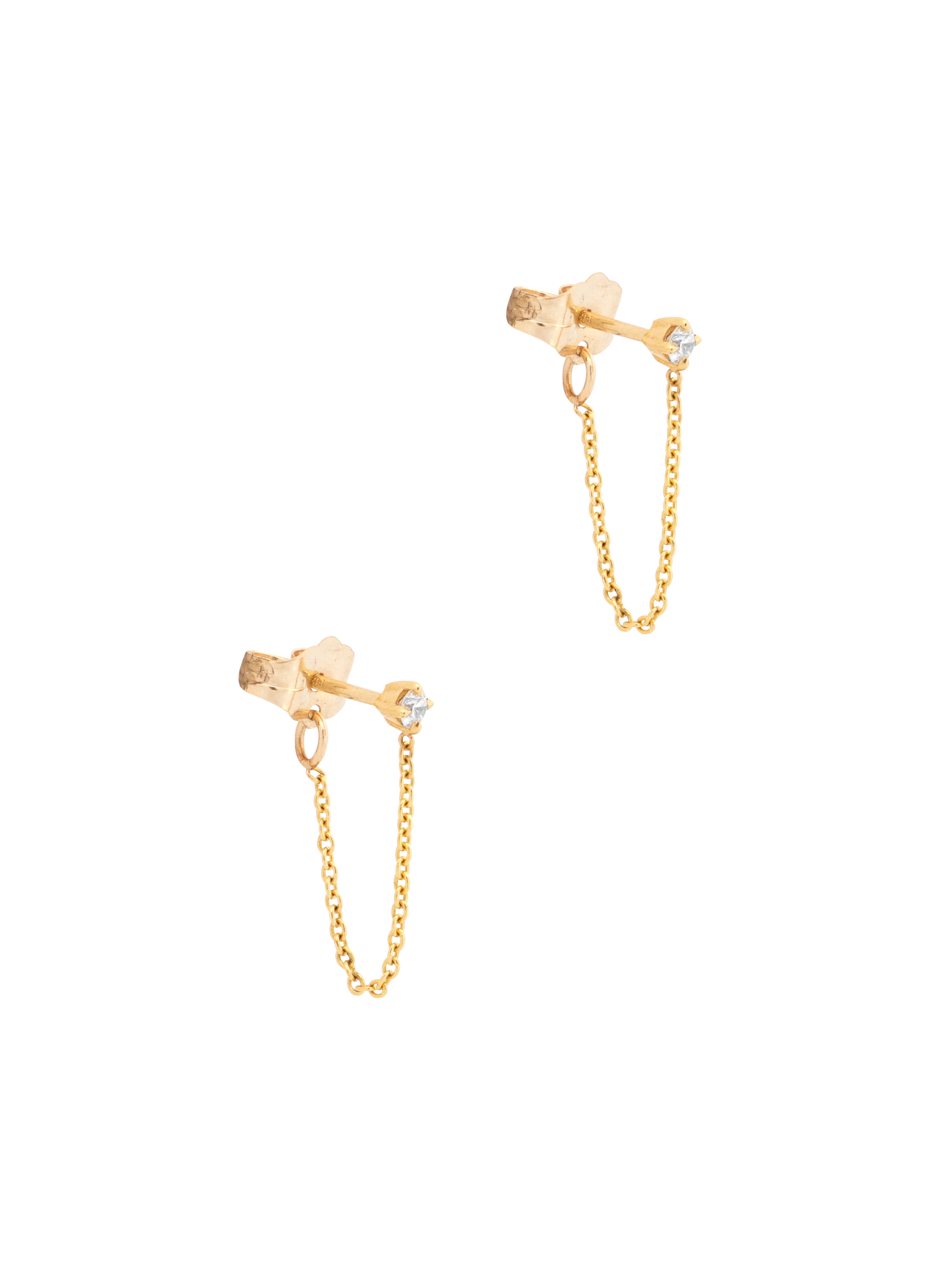 Floating round diamond chain earrings photo 1