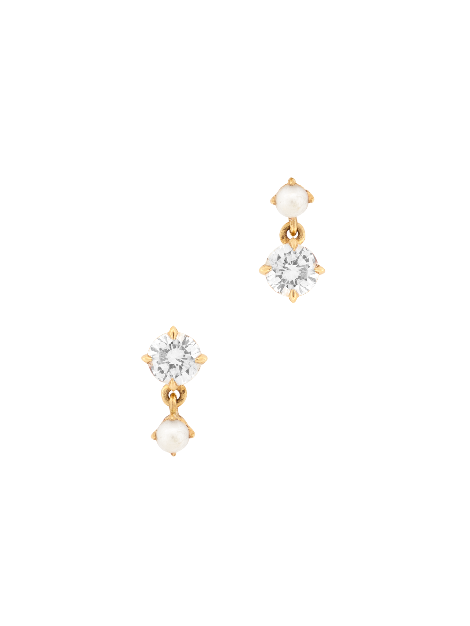 Alternating diamond and pearl drop earrings photo 1