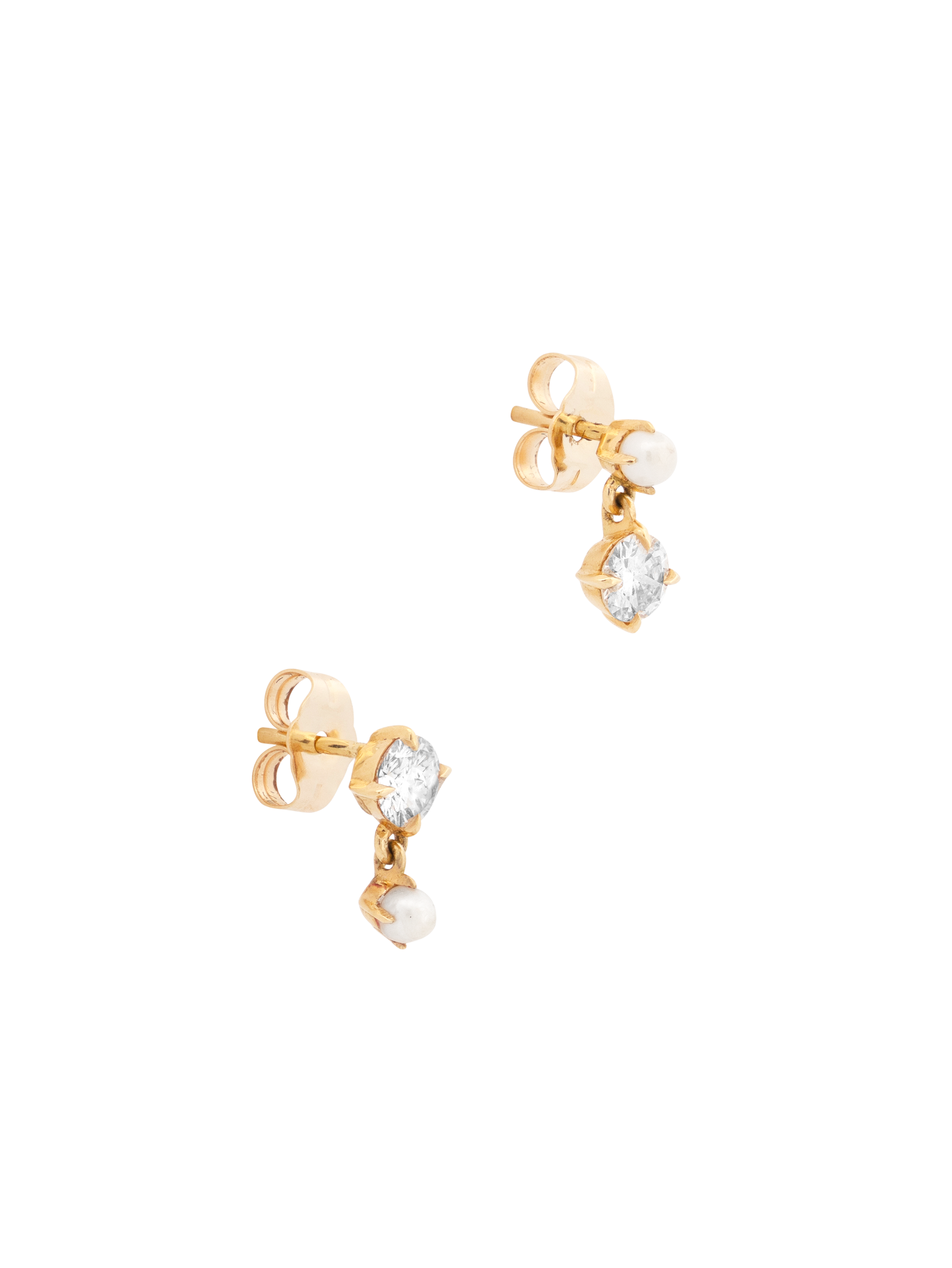 Alternating diamond and pearl drop earrings photo 3