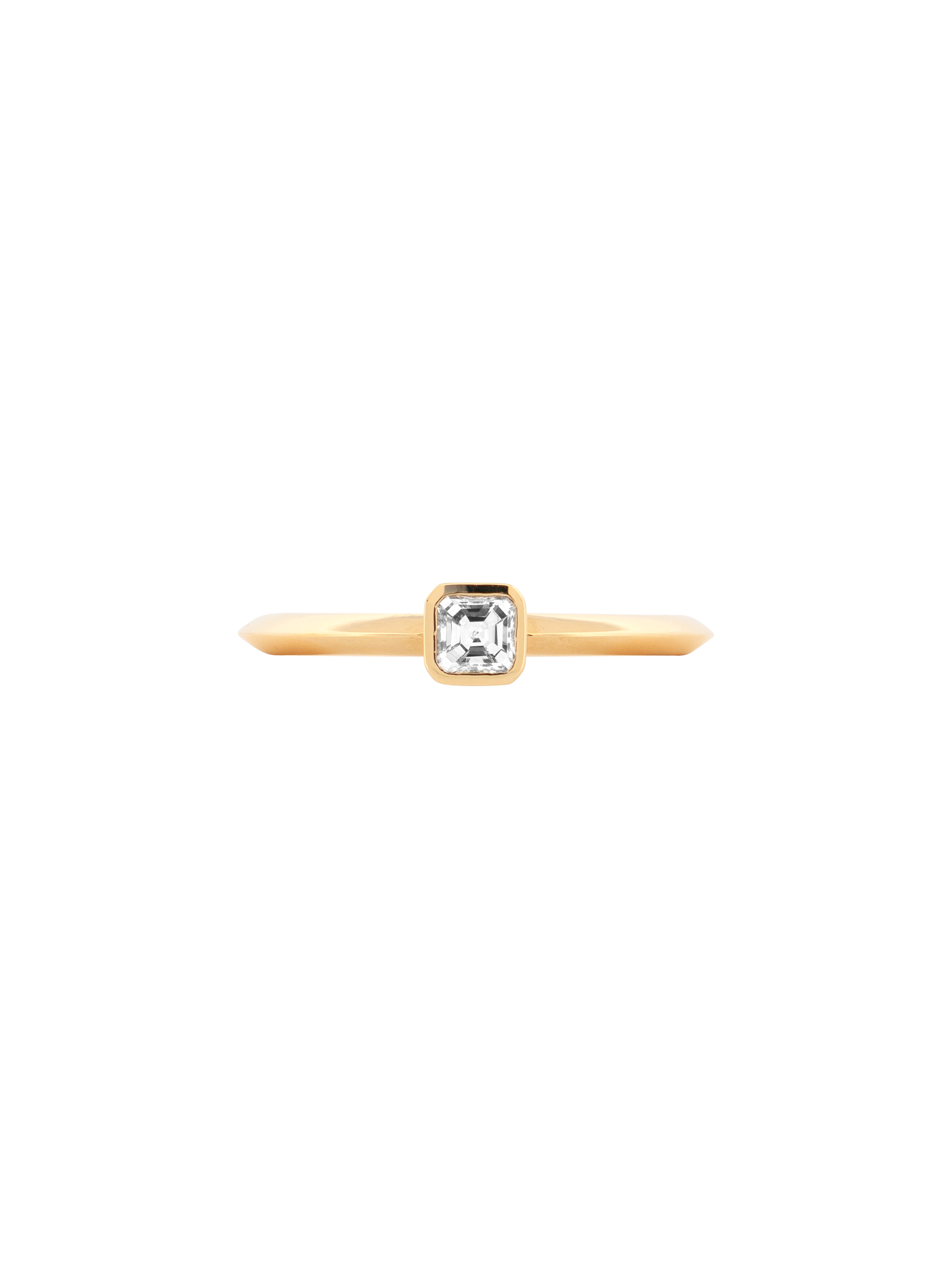 Bezel set asscher diamond ring photo 1