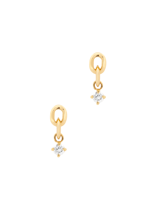 XS link round diamond drop earrings photo