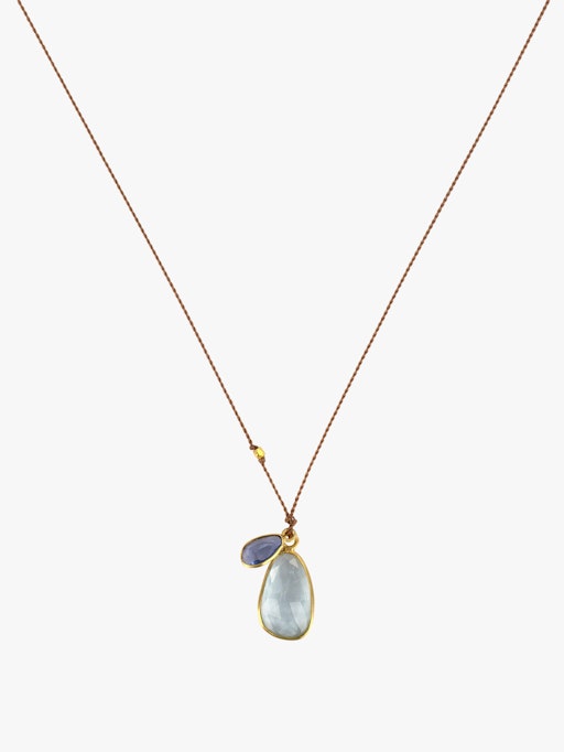 Aqua and sapphire pendant necklace photo