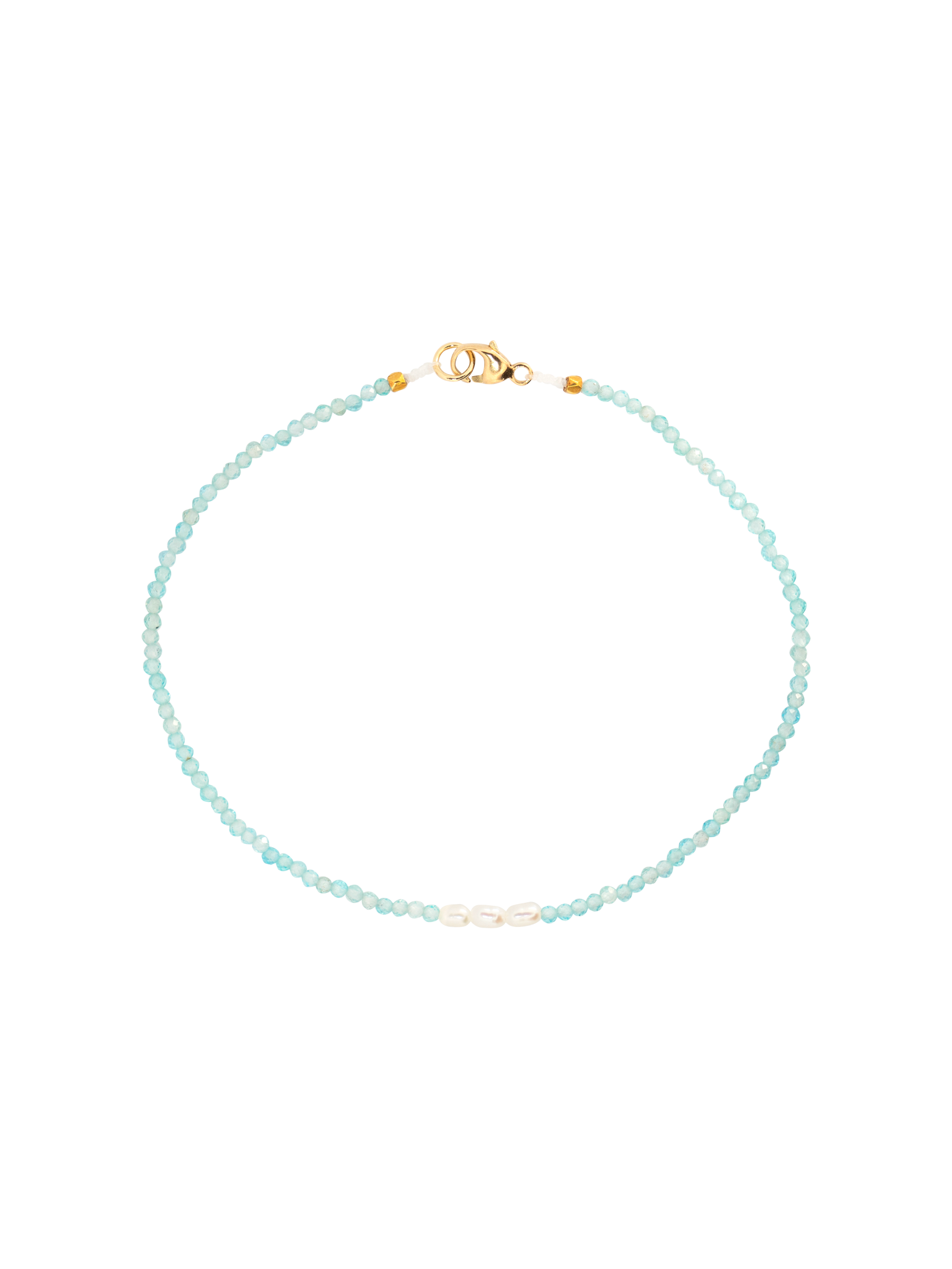 Aquamarine and three pearl beaded bracelet photo 1