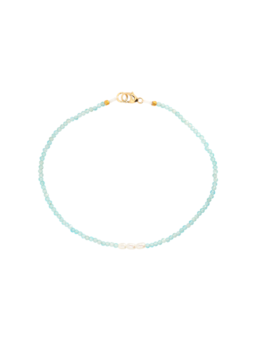 Aquamarine and three pearl beaded bracelet photo