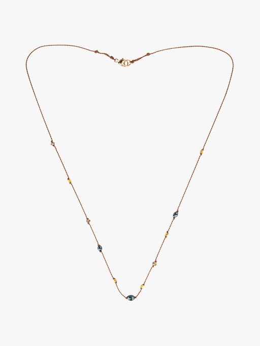 Blue and cognac diamond wren necklace photo