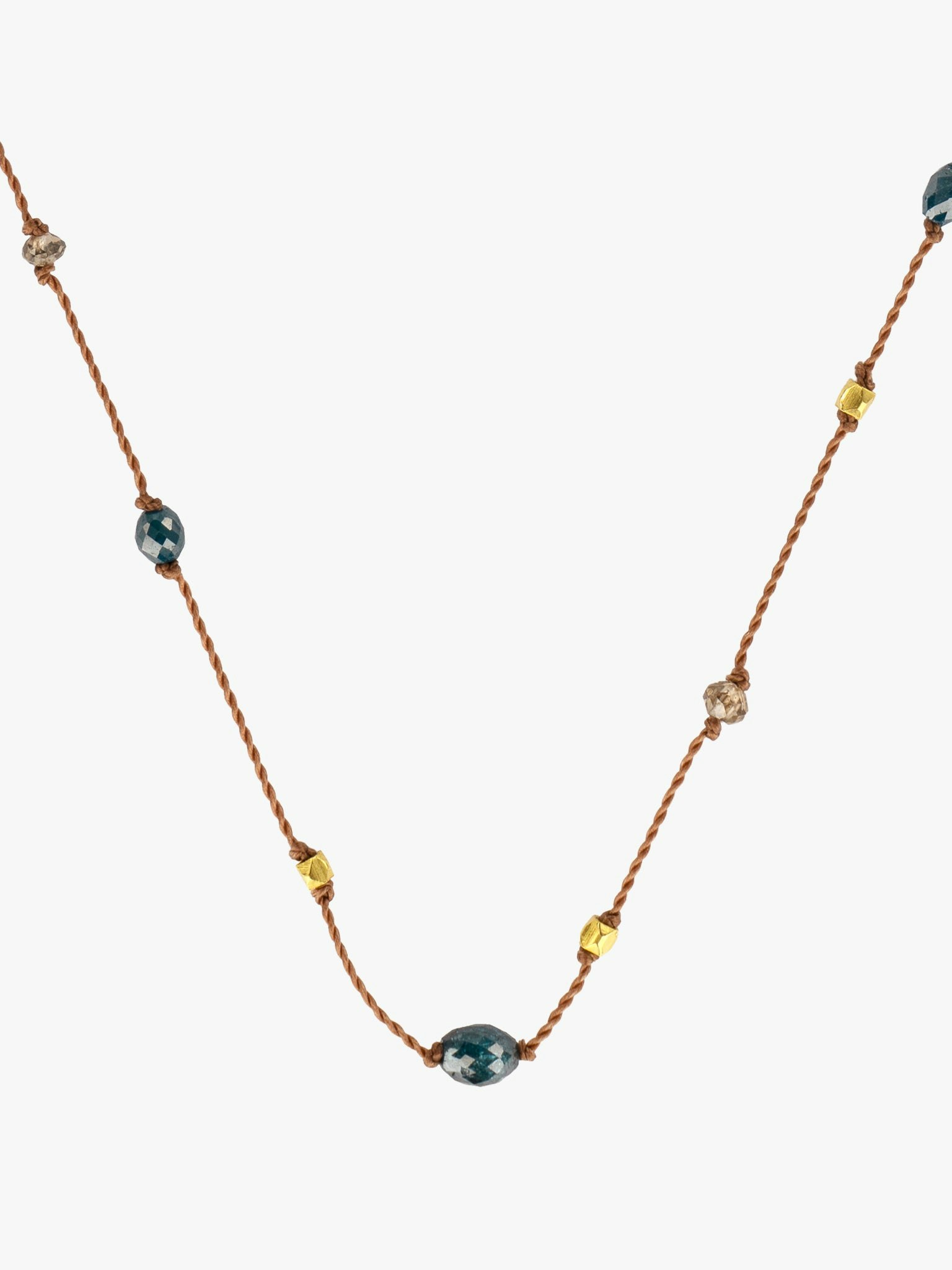 Blue and cognac diamond wren necklace photo 3