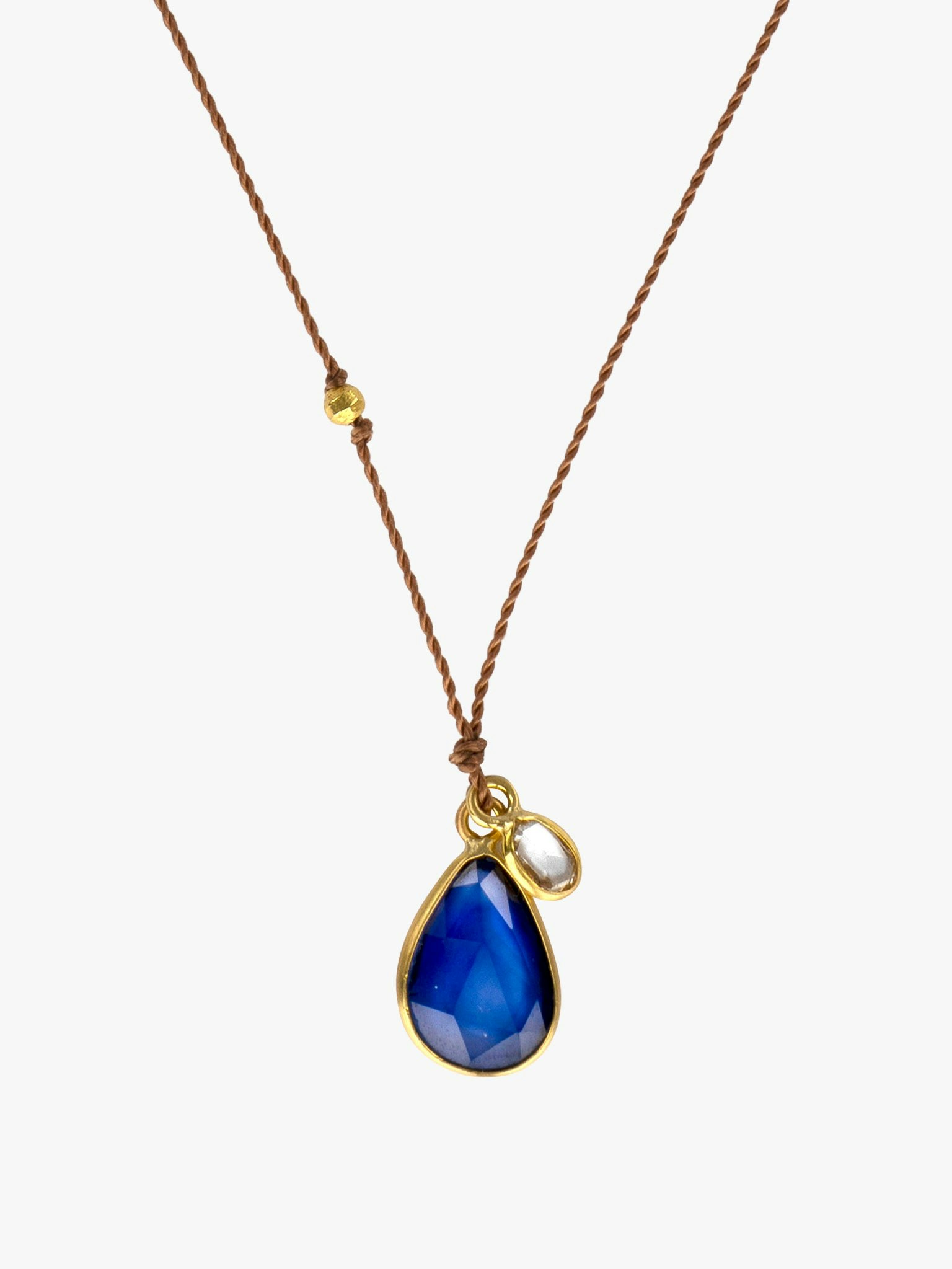 Sapphire and diamond pendant necklace photo 1