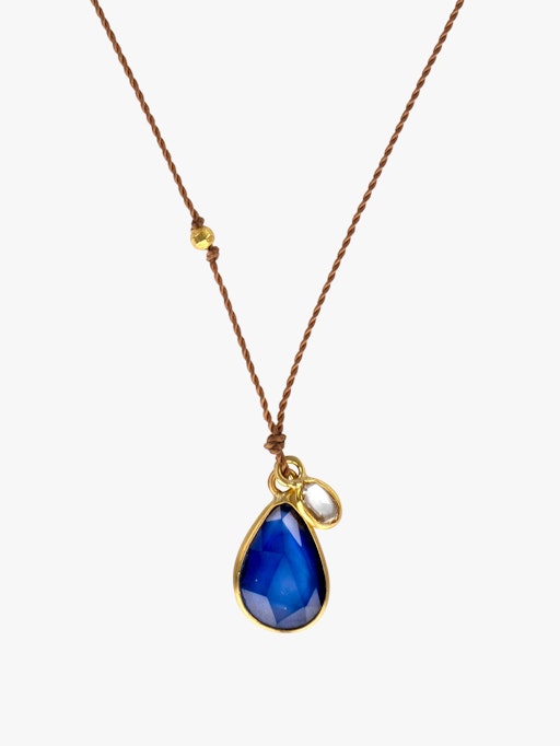 Sapphire and diamond pendant necklace photo